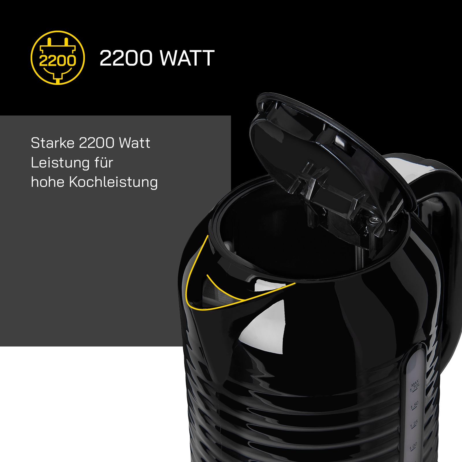Gutfels Wasserkocher »WATER 3300 C«, 1,7 l, 2000 W, 1,7 L, 2200 Watt