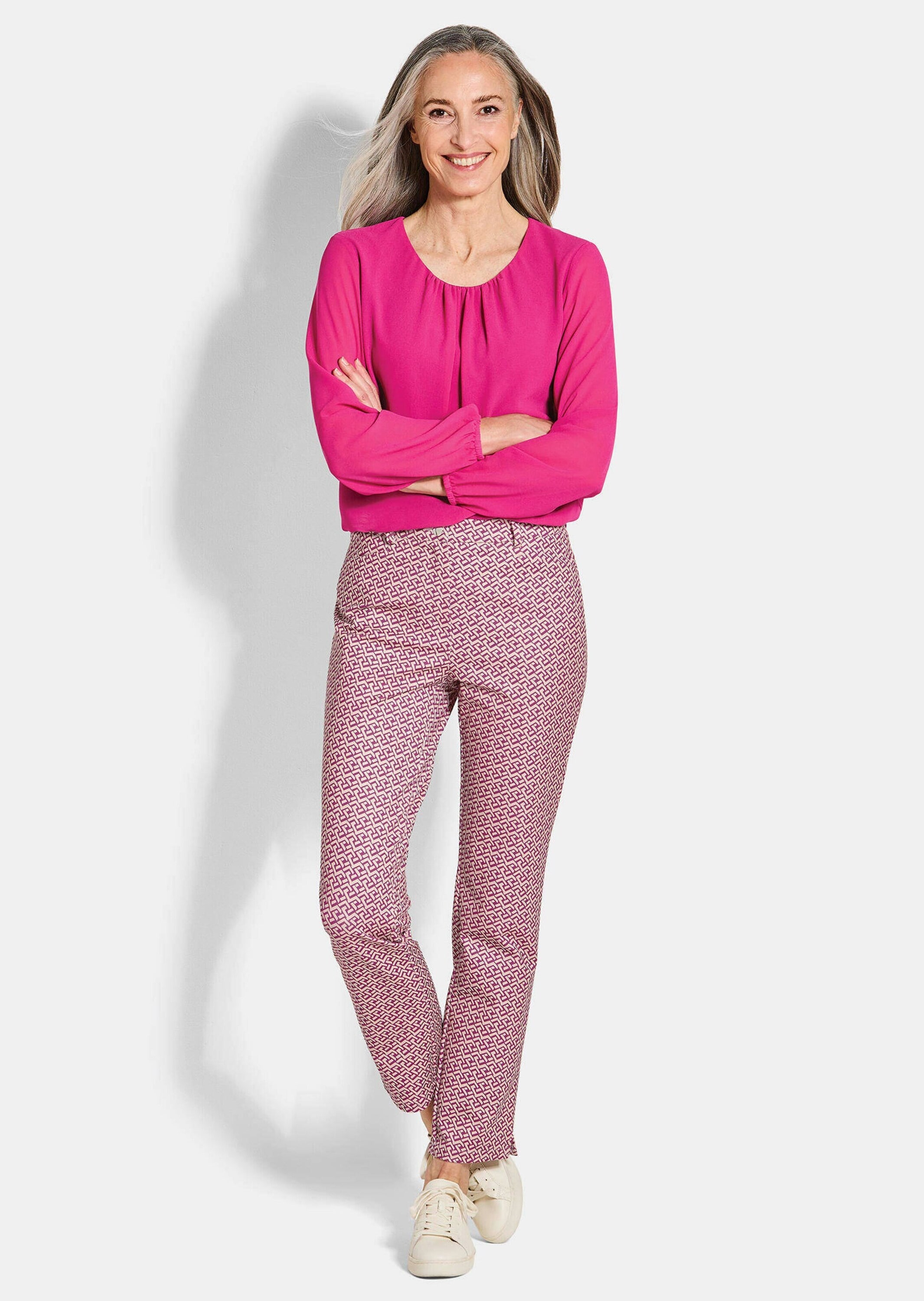 GOLDNER Stoffhose »Kurzgröße Slim Fit Printhose mit hohem Bund«