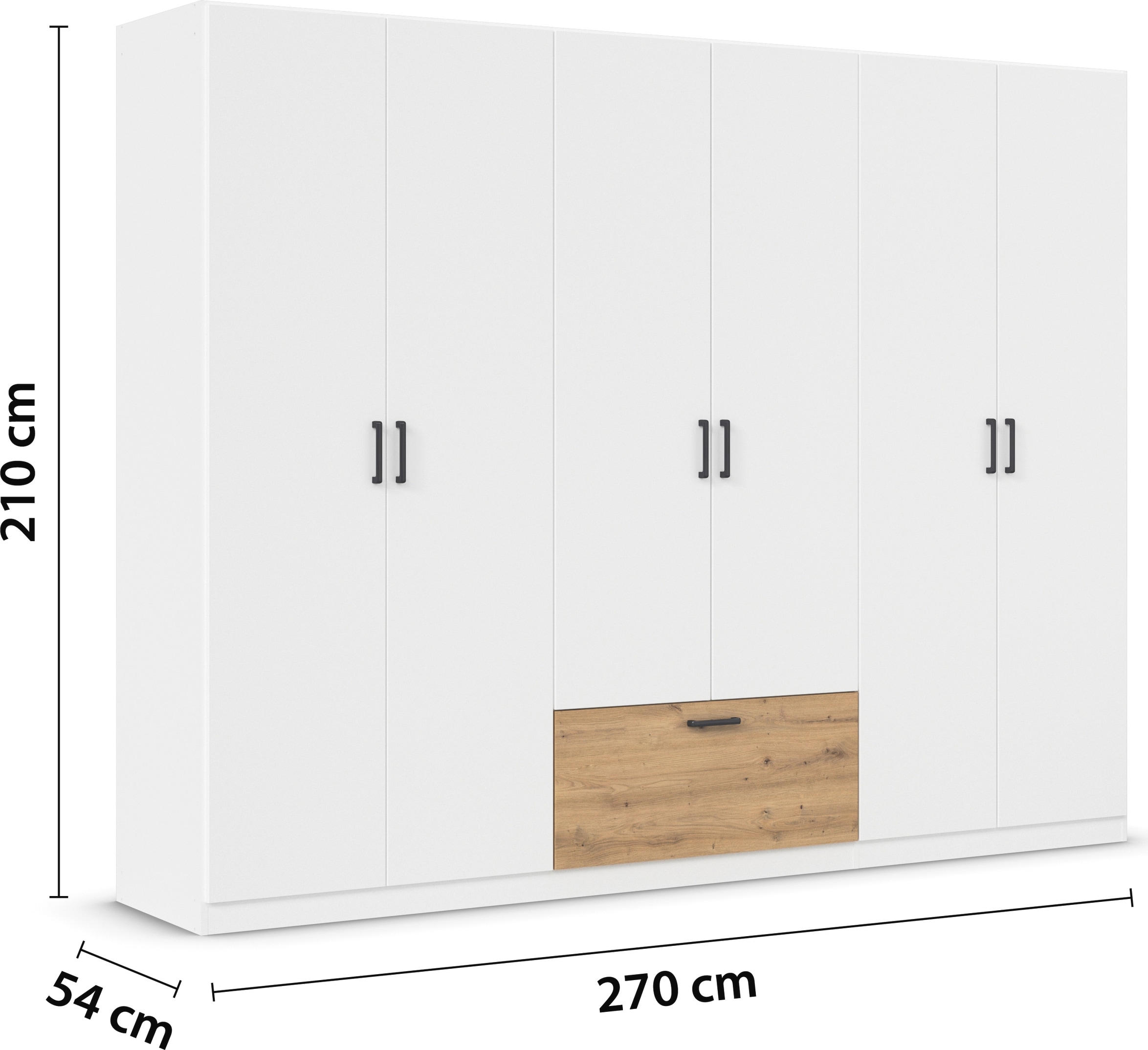 rauch Drehtürenschrank »Kleiderschrank Schrank Garderobe Wäscheschrank BARI«, mit Schubasten mittig, moderner Griff in Graumetallic MADE IN GERMANY