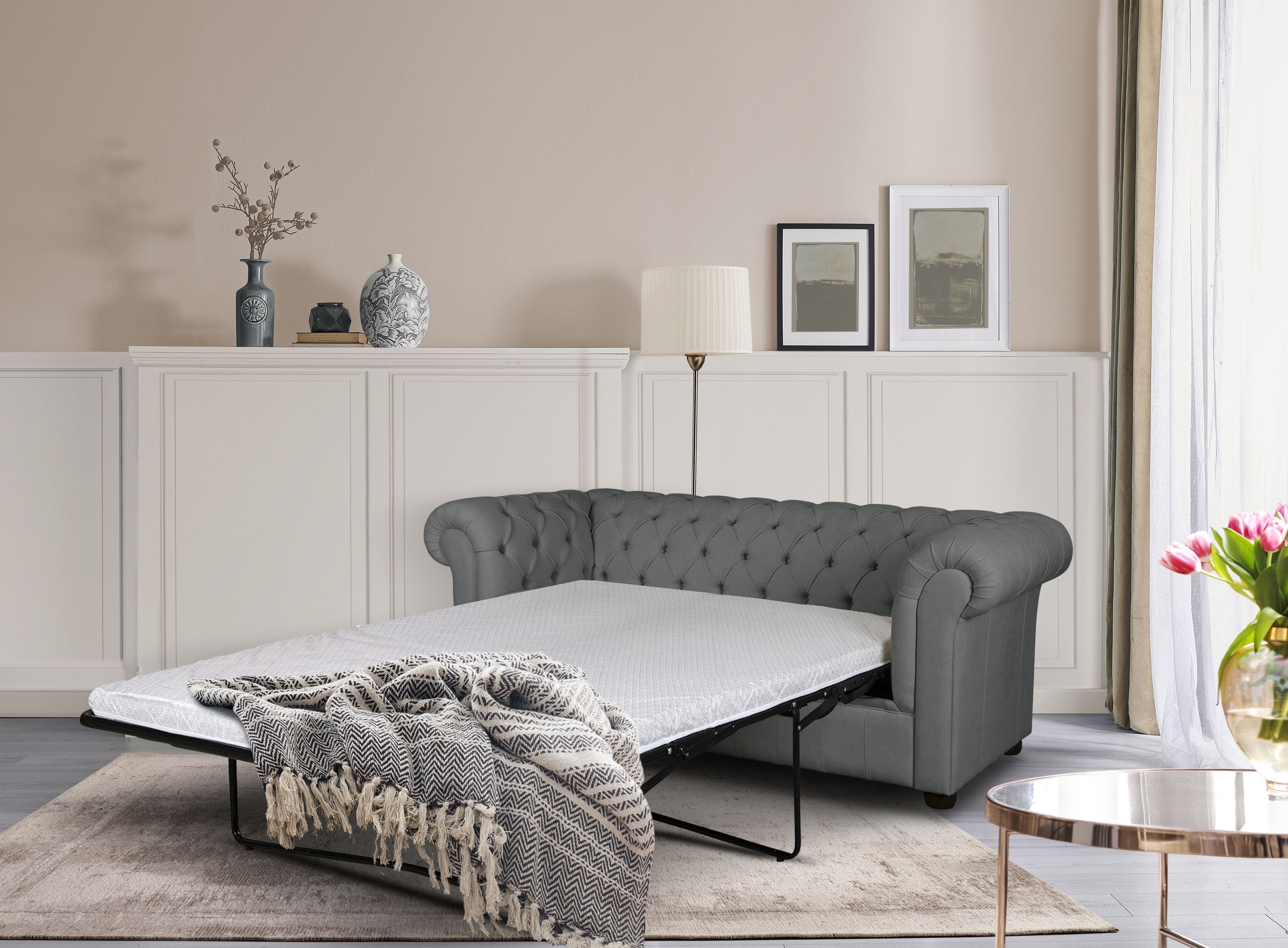 Home affaire 3-Sitzer "CHARENTE, optionale Schlafsofa, Chesterfield-Sofa, B günstig online kaufen