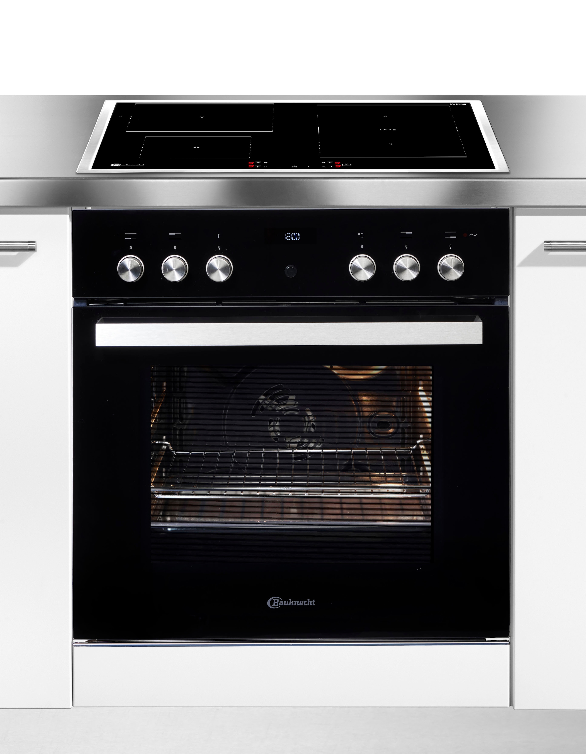 BAUKNECHT Flex-Induktions-Herd-Set "HIS5 EI8VS3 ES" mit 3-fach-Teleskopauszug Hydrolyse Flexi Duo – kombinierbare Zonen für flexibles Kochen, SoftClose