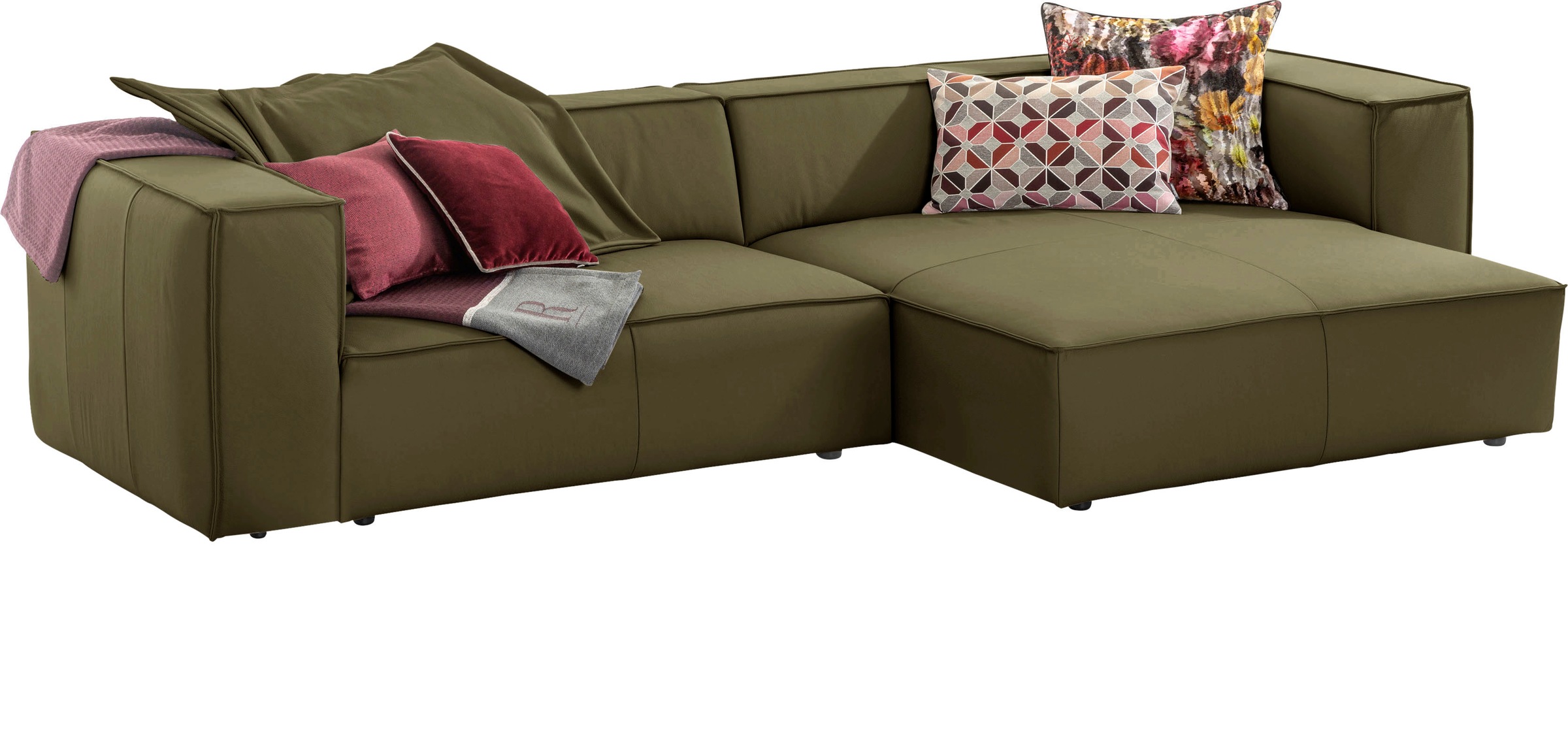 W.SCHILLIG Ecksofa »around-the-block«, (Spar-Set), inklusive Hocker, mit eleganter Biese, mit Federkern