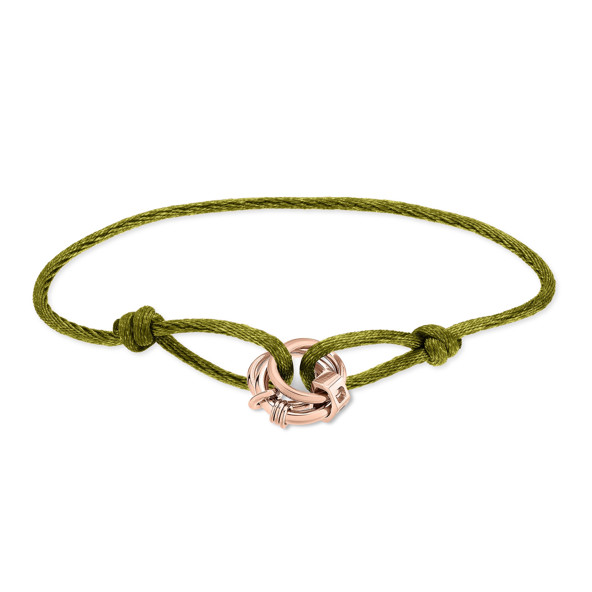 Armband LIEBESKIND BERLIN "Schmuck Geschenk Nylonarmband Lora", roségoldfarben, olivgrün, Armbänder, Damen, 21cm, Edelstahl Nylon, Edelstahl, Nylon, Armband
