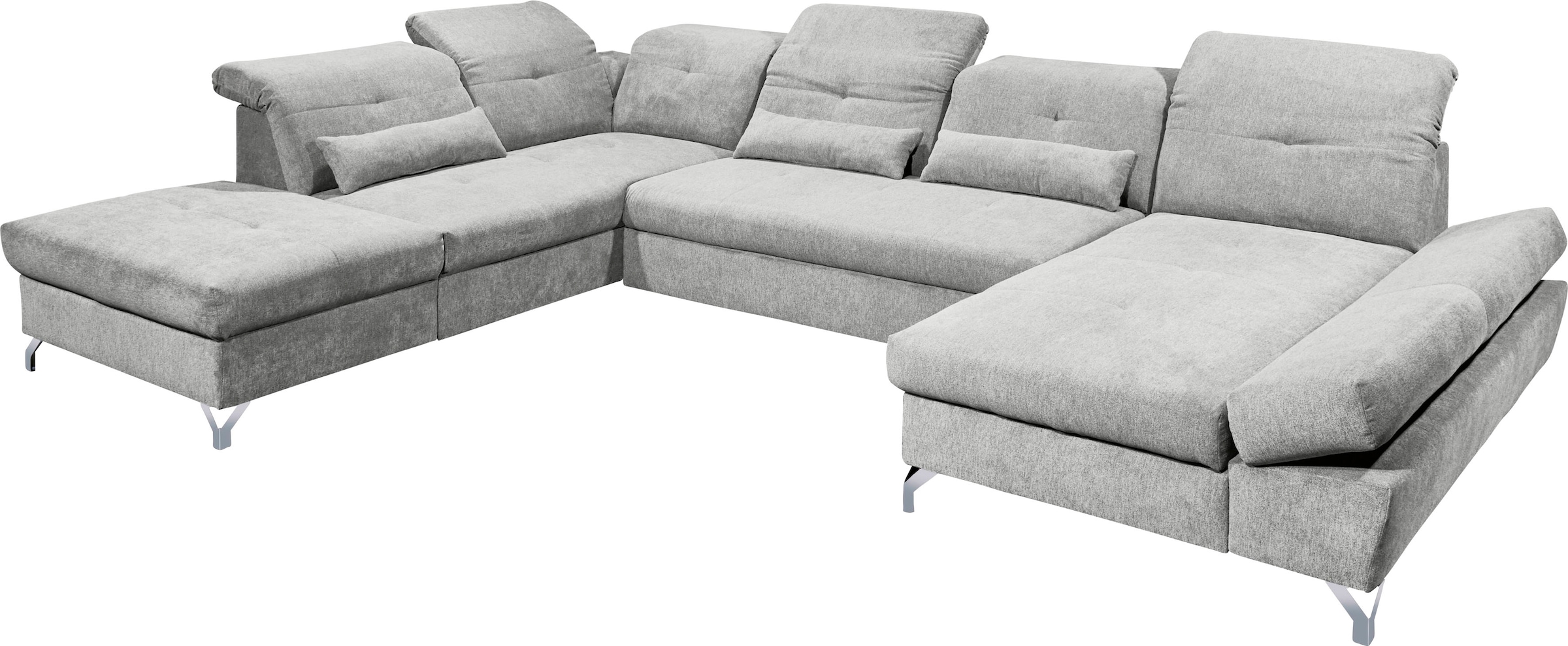 ED EXCITING DESIGN Wohnlandschaft »Melfi U-Form mit Bettfunktion, Bettkasten«, Arm- & Kopfteilverstellung & 3 Nierenkissen