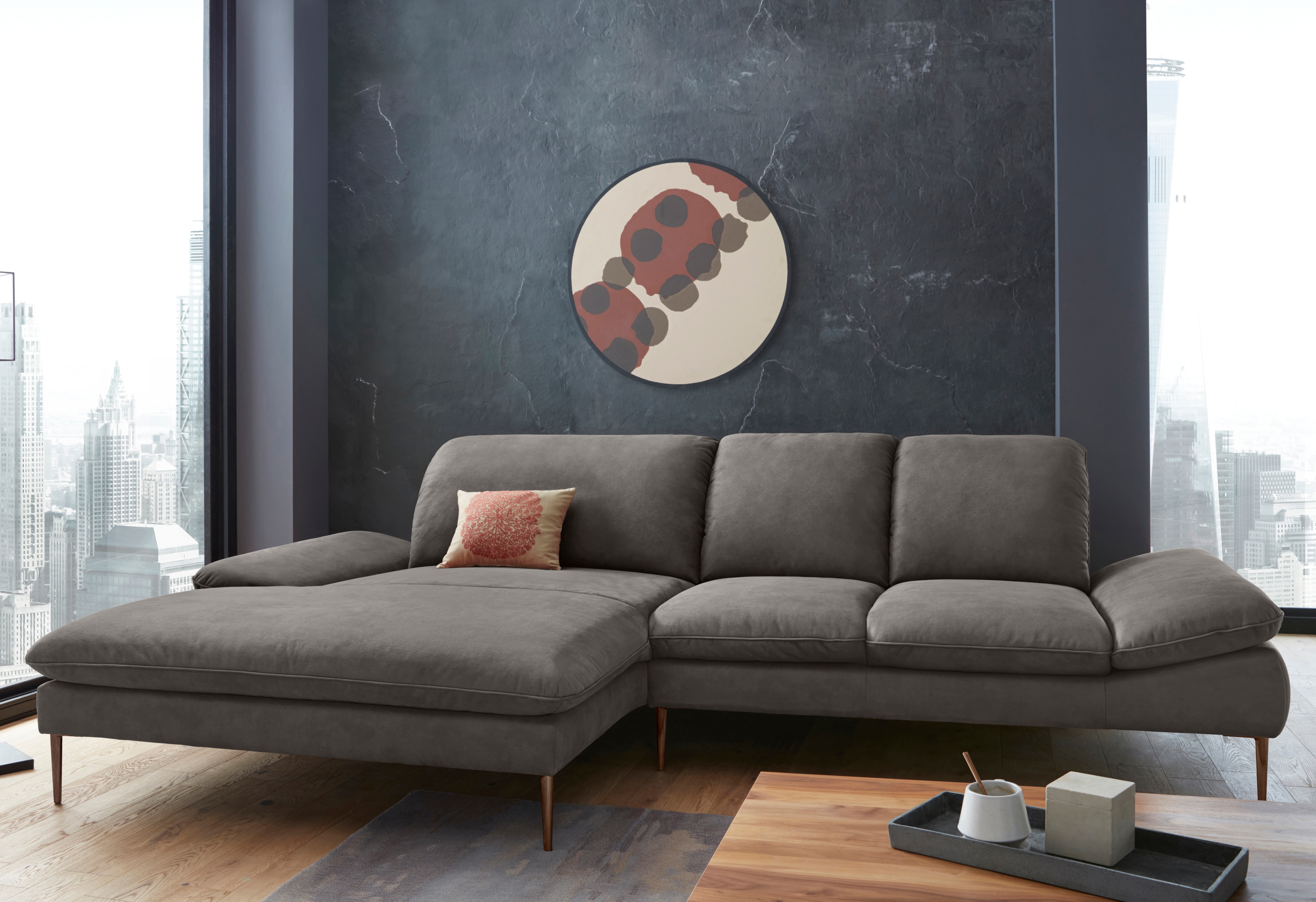 W.SCHILLIG Ecksofa "enjoy&MORE, Designsofa, bequem, zeitlos und elegant, L-Form" Sitztiefenverstellung, Füße bronze pulverbeschichtet, Breite 310 cm