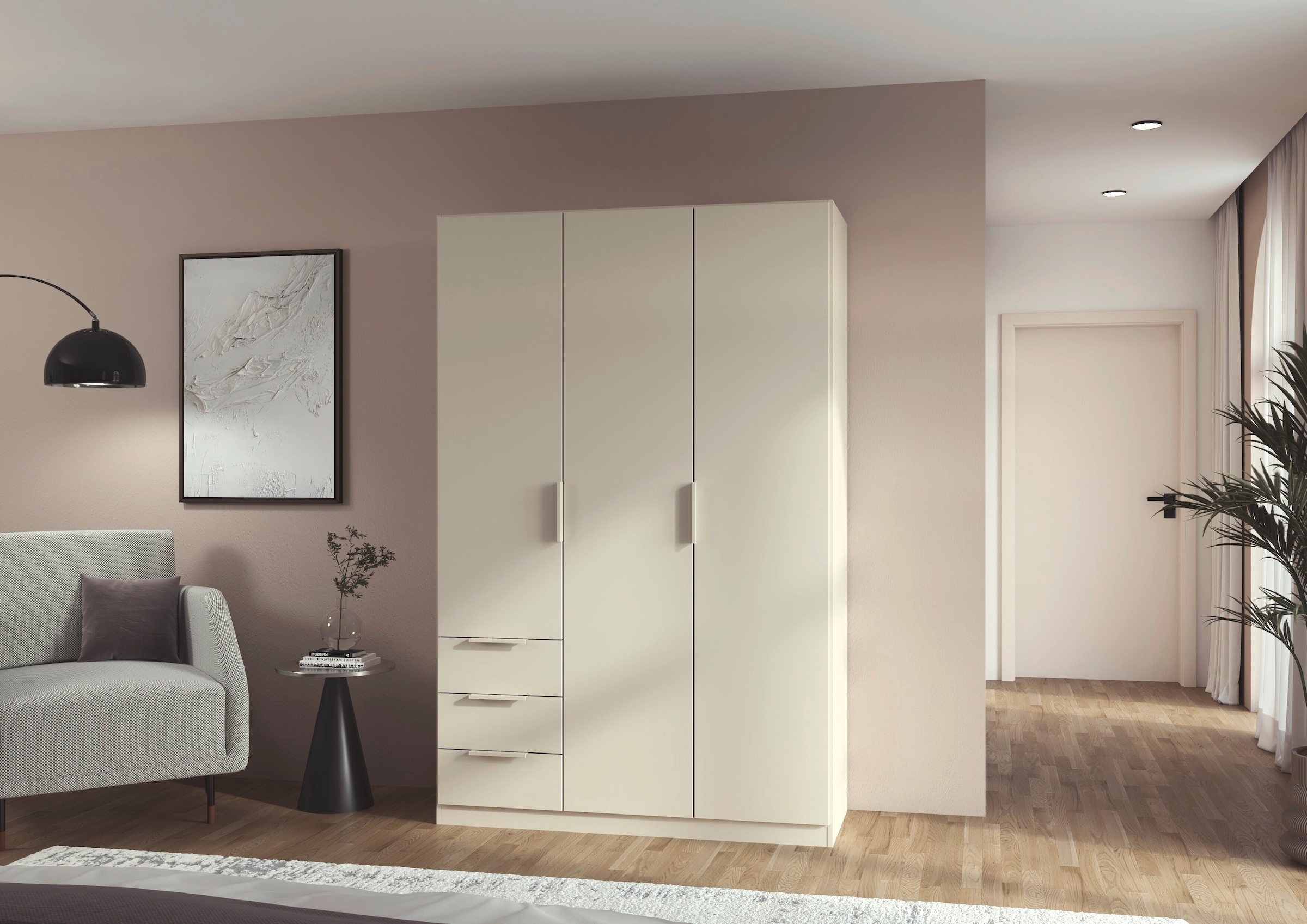 OTTO home Kleiderschrank »Mehrzweckschrank Schrank Schlafzimmer Garderobe Mietswohnung XEELINA« Mehr Flexibilität durch variable Schubladenanordnung MADE IN GERMANY