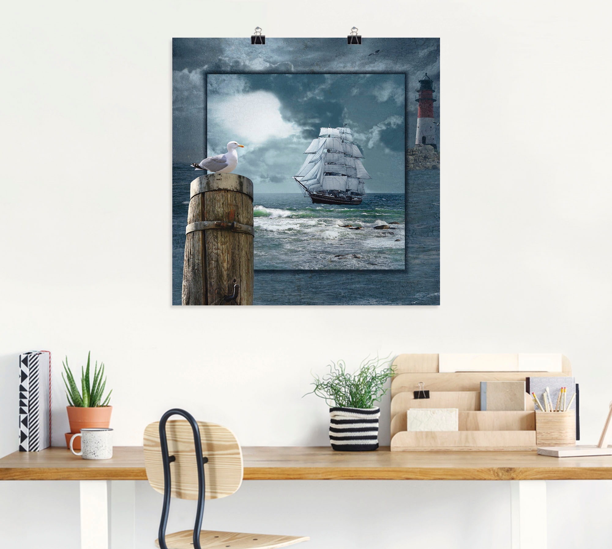 Artland Wandbild "Maritime Collage mit Segelschiff", Boote & Schiffe, (1 St günstig online kaufen