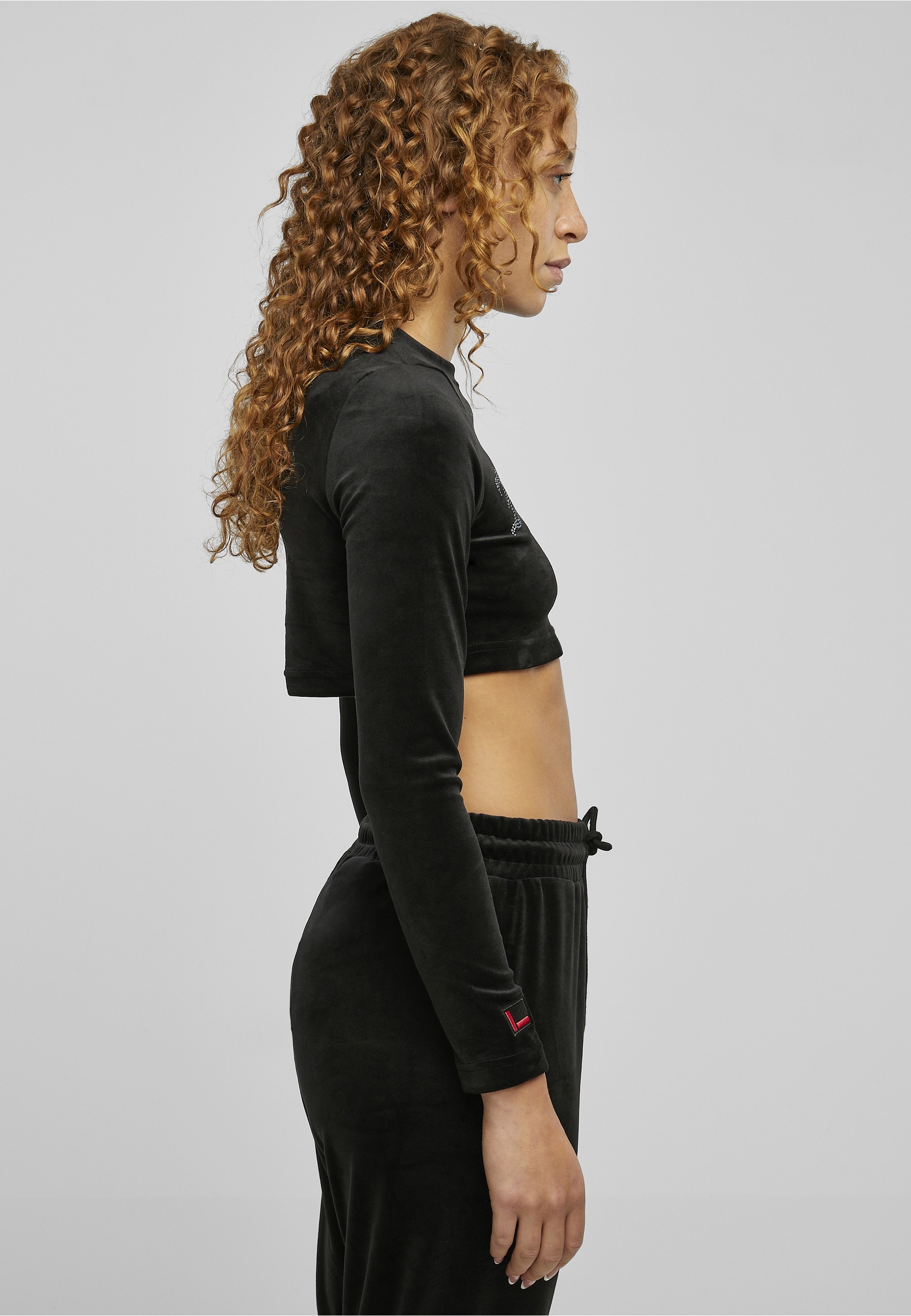 Fubu Longsleeve »Fubu Damen FW224-018-1 Old English Rhinestone Velours LS black« 1 Stk.