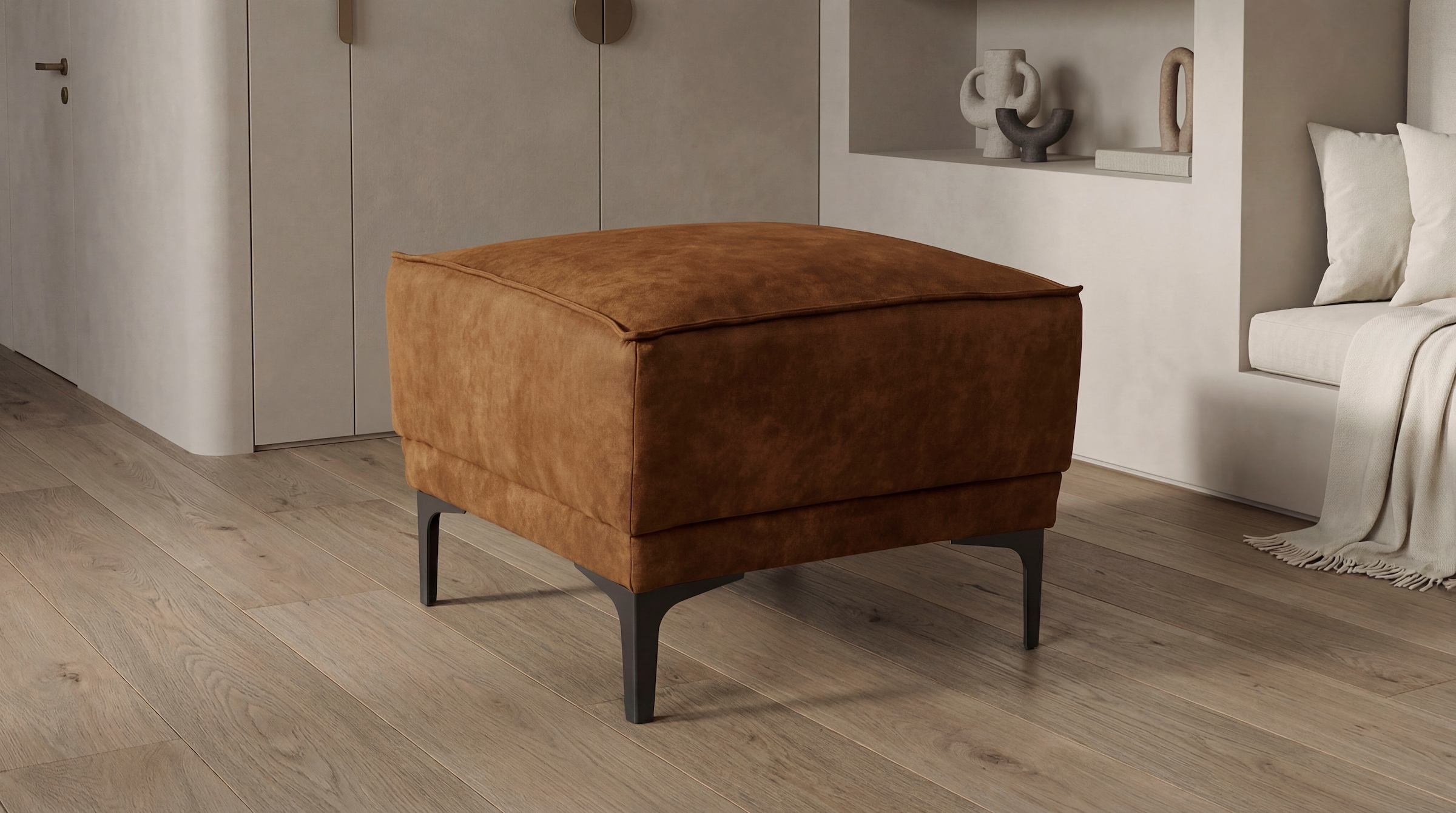 OTTO home Hocker »Oland Luxus-Microfaser Polsterhocker« passend zur Serie OLAND