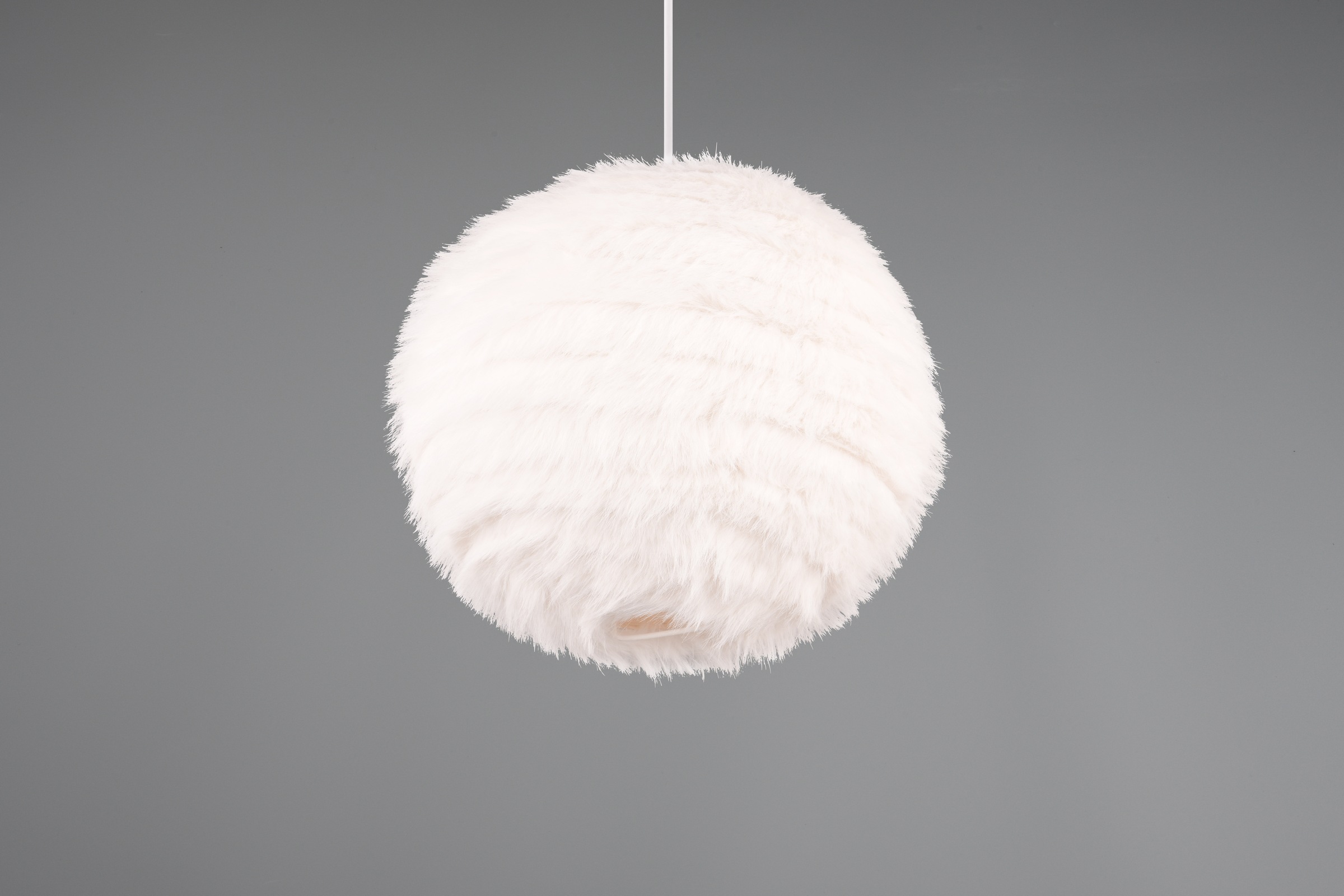 REALITY Leuchten Pendelleuchte »FURRY, höhenverstellbare Hängelampe mit Plüsch Lampenschirm Ø 35cm«, 1 flammig, Leuchtmittel E27 | Leuchtmittel wechselbar, exkl 1xE27 max 10W, weiße Plüsch Hängeleuchte Schlafzimmer Wohnzimmer
