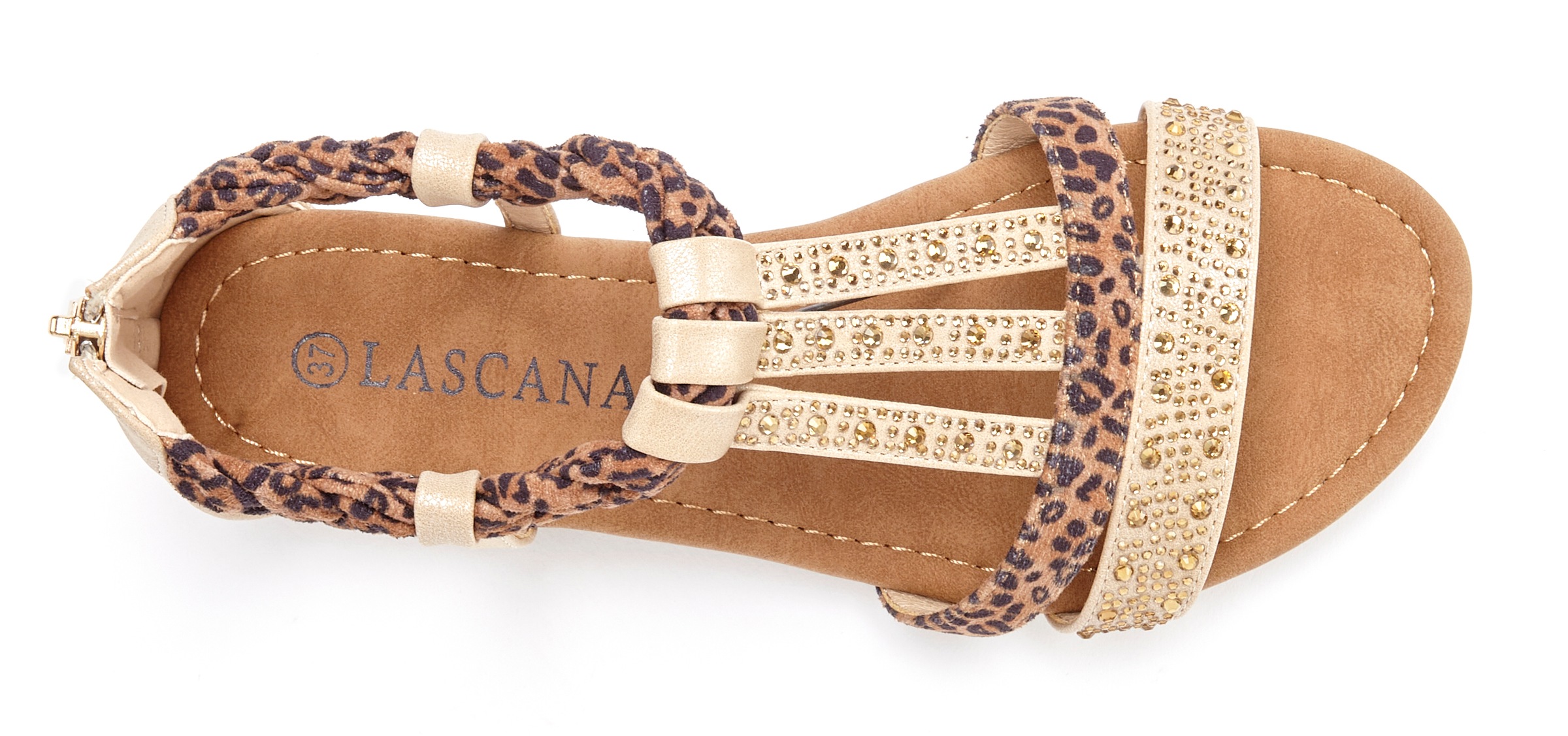 Thumbnail - LASCANA Sandale "Sommerschuh, Sandalette,", mit Verzierung und kleinem Keilabsatz im Festival-Look VEGAN