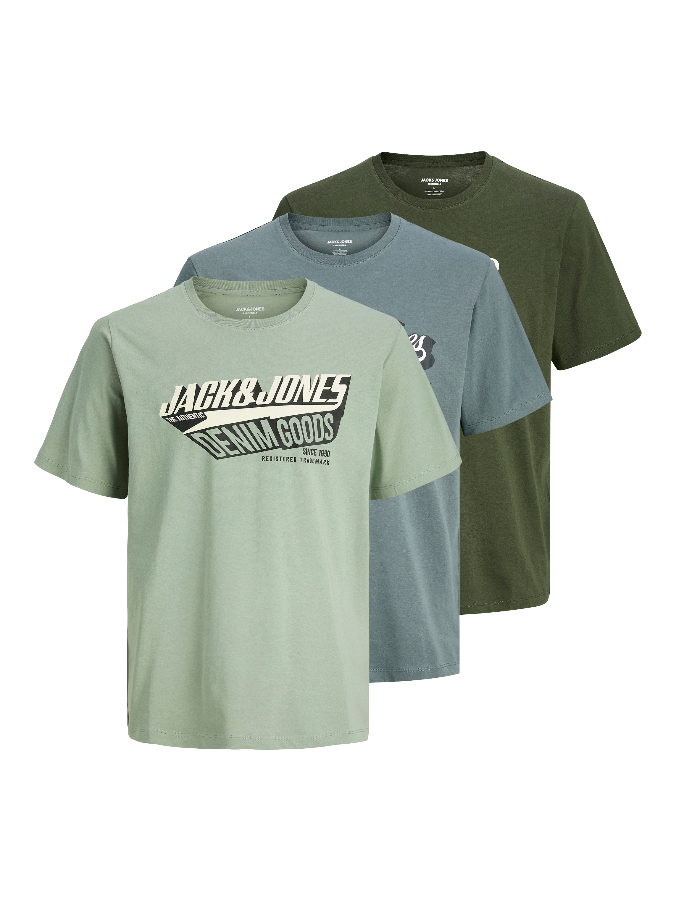 Jack & Jones PlusSize T-Shirt "JJELOGO TEE SS 2 COL AW25 3PK MP PLS" Packun günstig online kaufen