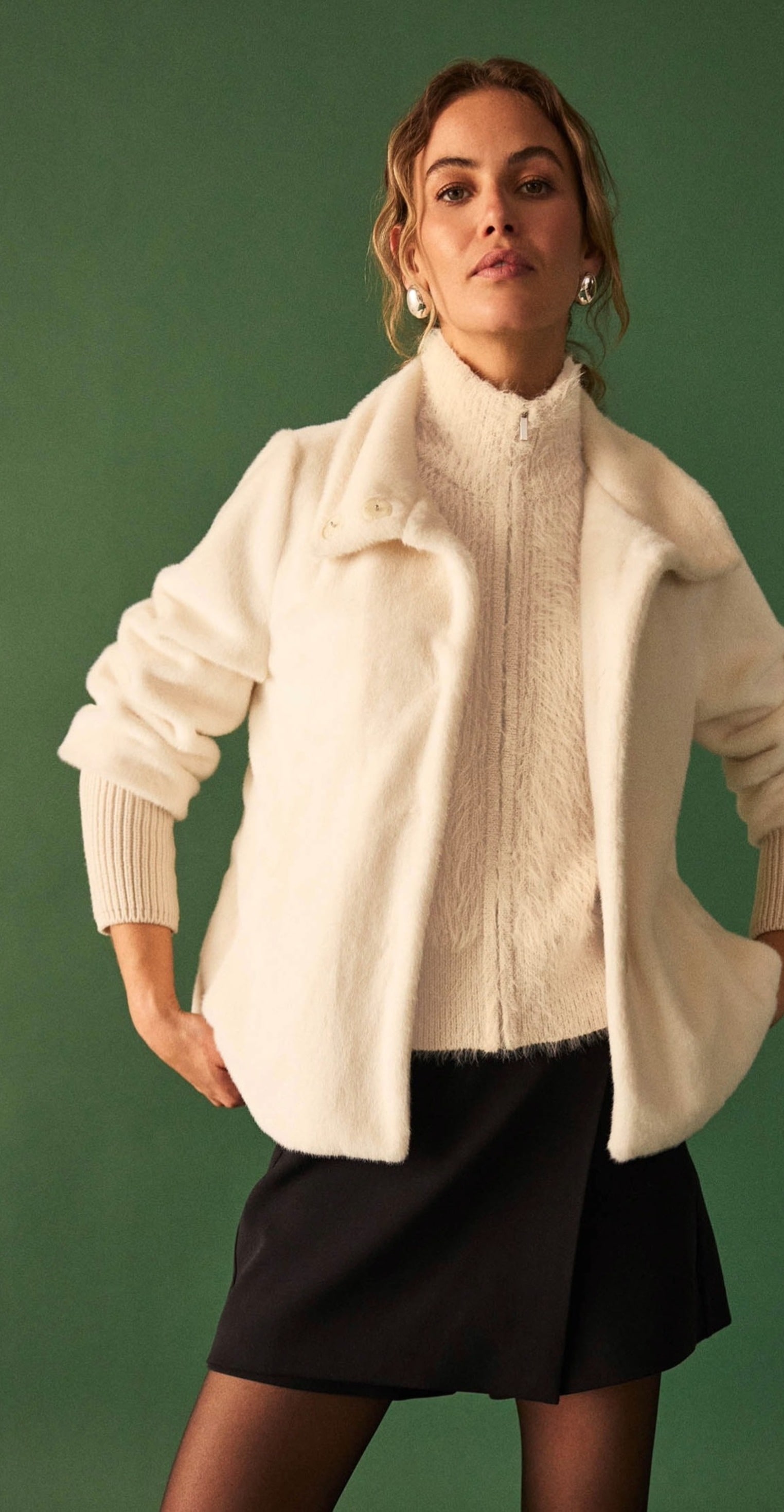 Zero Fellimitatjacke »Damen mit Stehkragen«