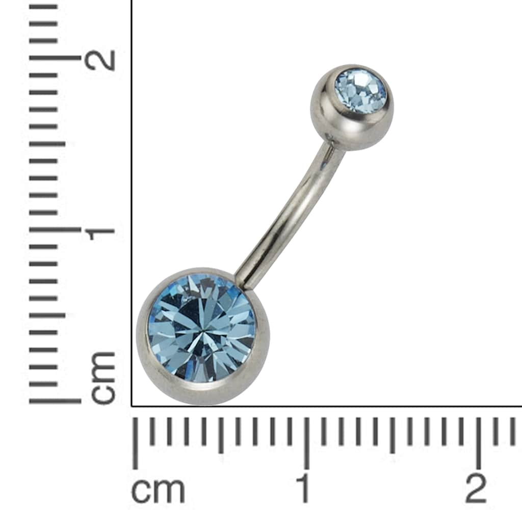 Zeeme Bauchnabelpiercing »Titan silberfarben Kristall hellblau«