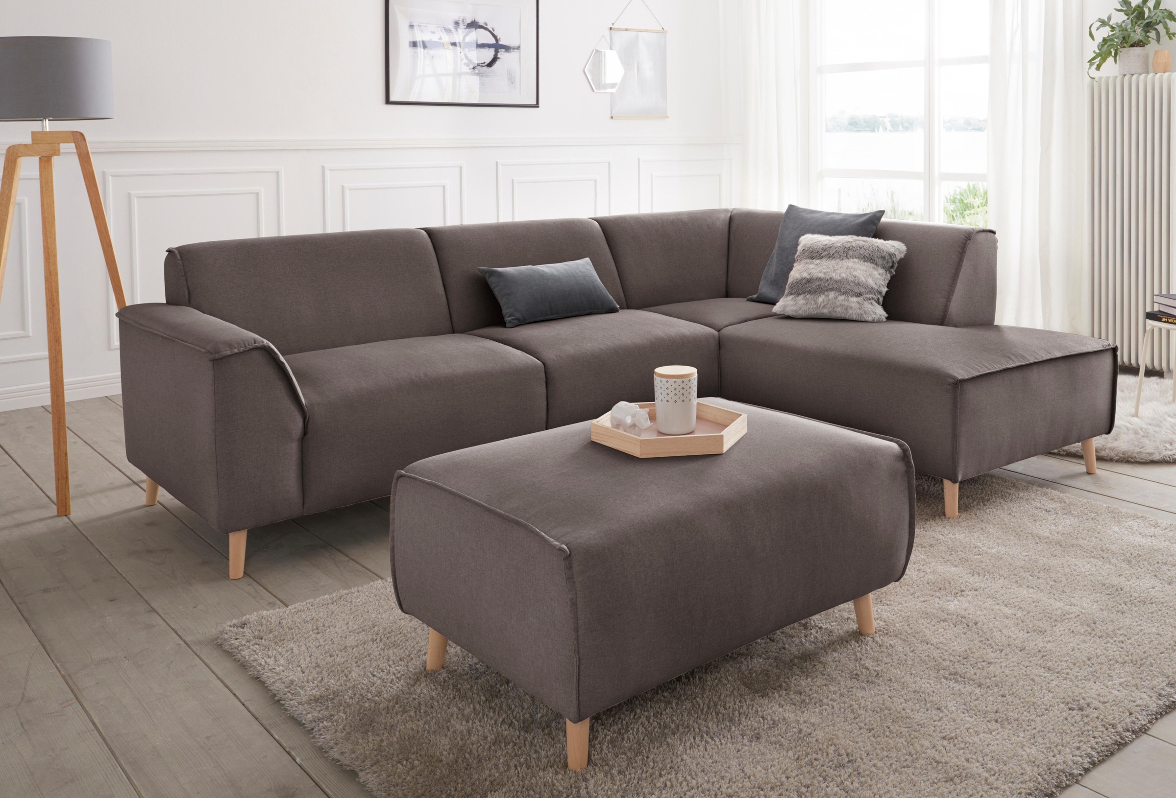 andas Ecksofa »Janek L-Form«, mit Federkern und Keder in scandinavischem Design