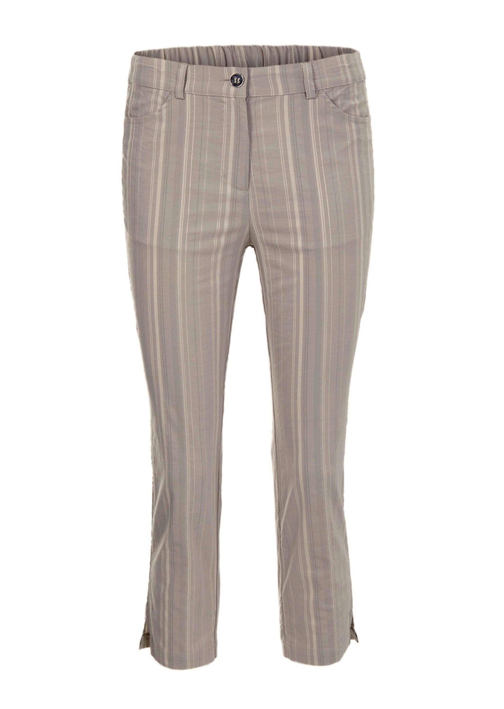Caprihose GOLDNER "Kurzgröße Verkürzte Strukturhose, elastisch", Damen, Gr. 26, K-Gr, grau (zement), Obermaterial: 45% Elastomultiester ELE. 44% Baumwolle CO. 7% Viskose CV. 4% Polyester PES., Hosen Caprihose