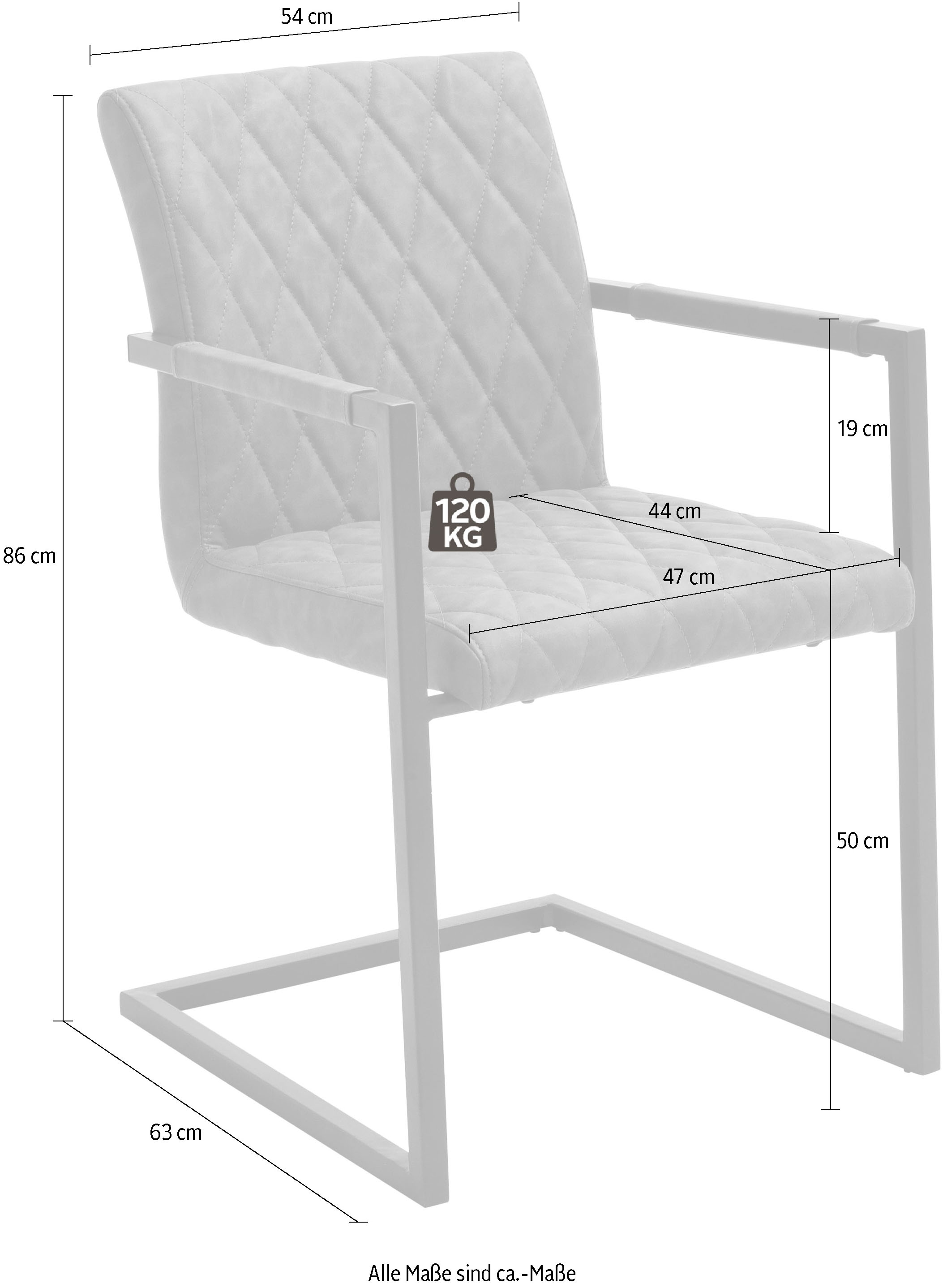 MCA furniture Freischwinger »Kian«, (Set), 2 St., Vintage Kunstleder mit oder ohne Armlehne, Stuhl belastbar bis 120 kg
