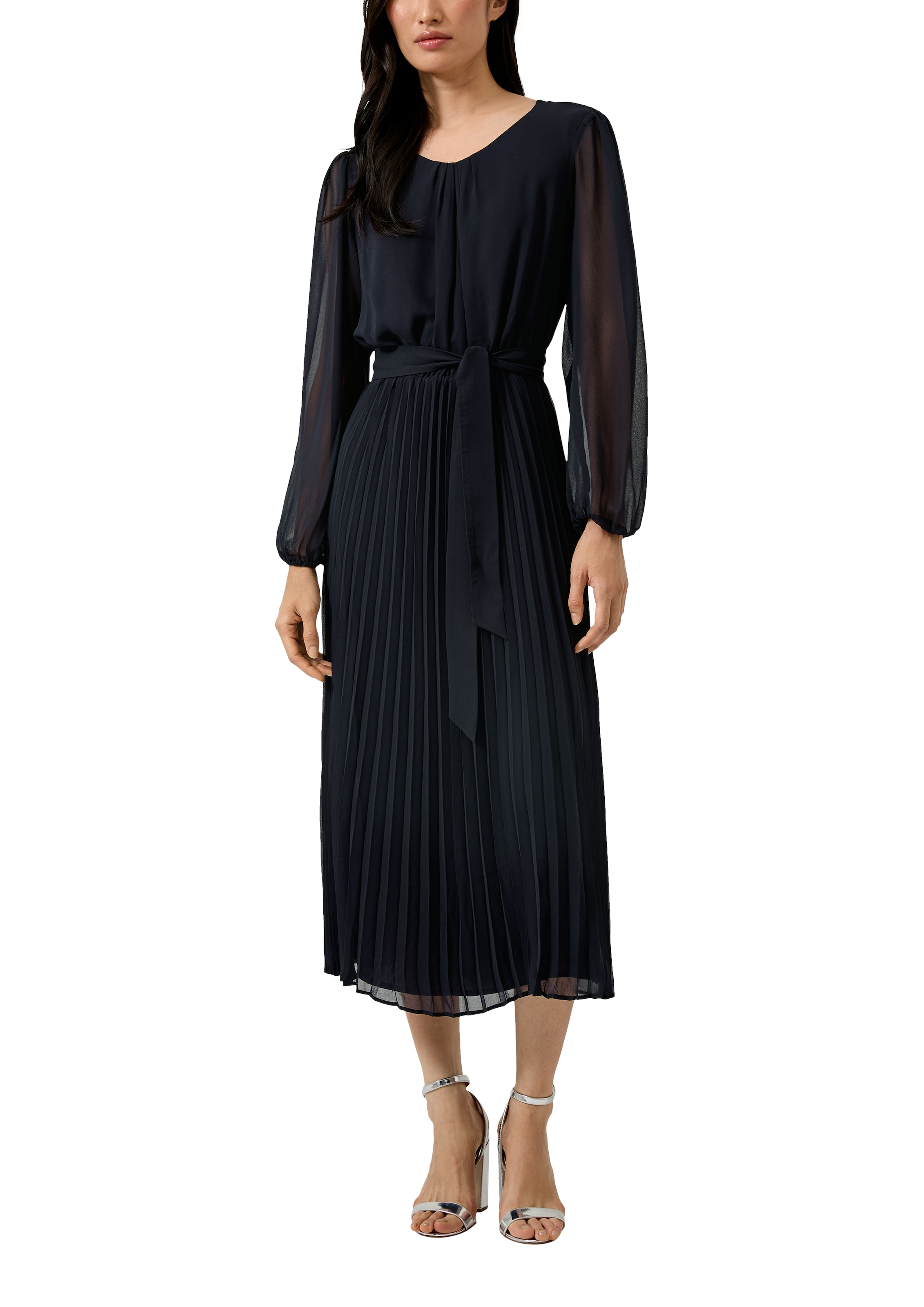 s.Oliver BLACK LABEL Meshkleid Ohne Tasche mit seitlichem Bindegürtel günstig online kaufen