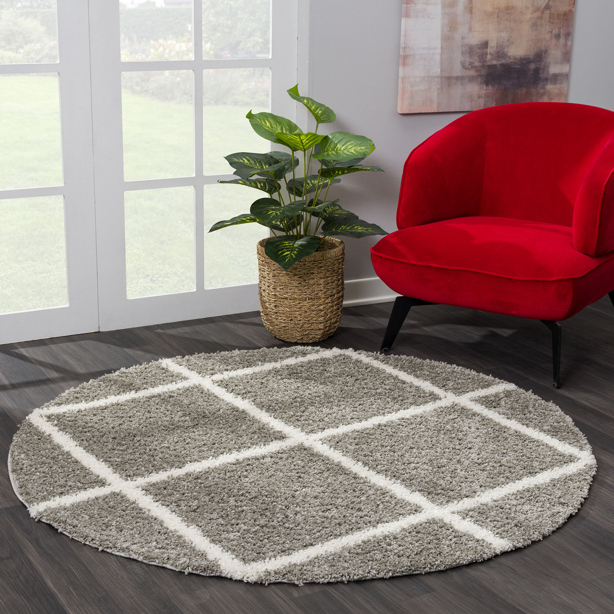 Sanat Hochflor-Teppich "Madrid 1, auch in Rund erhältlich" rund 30 mm Höhe Wohnzimmer, Langflor, Shaggy Teppich