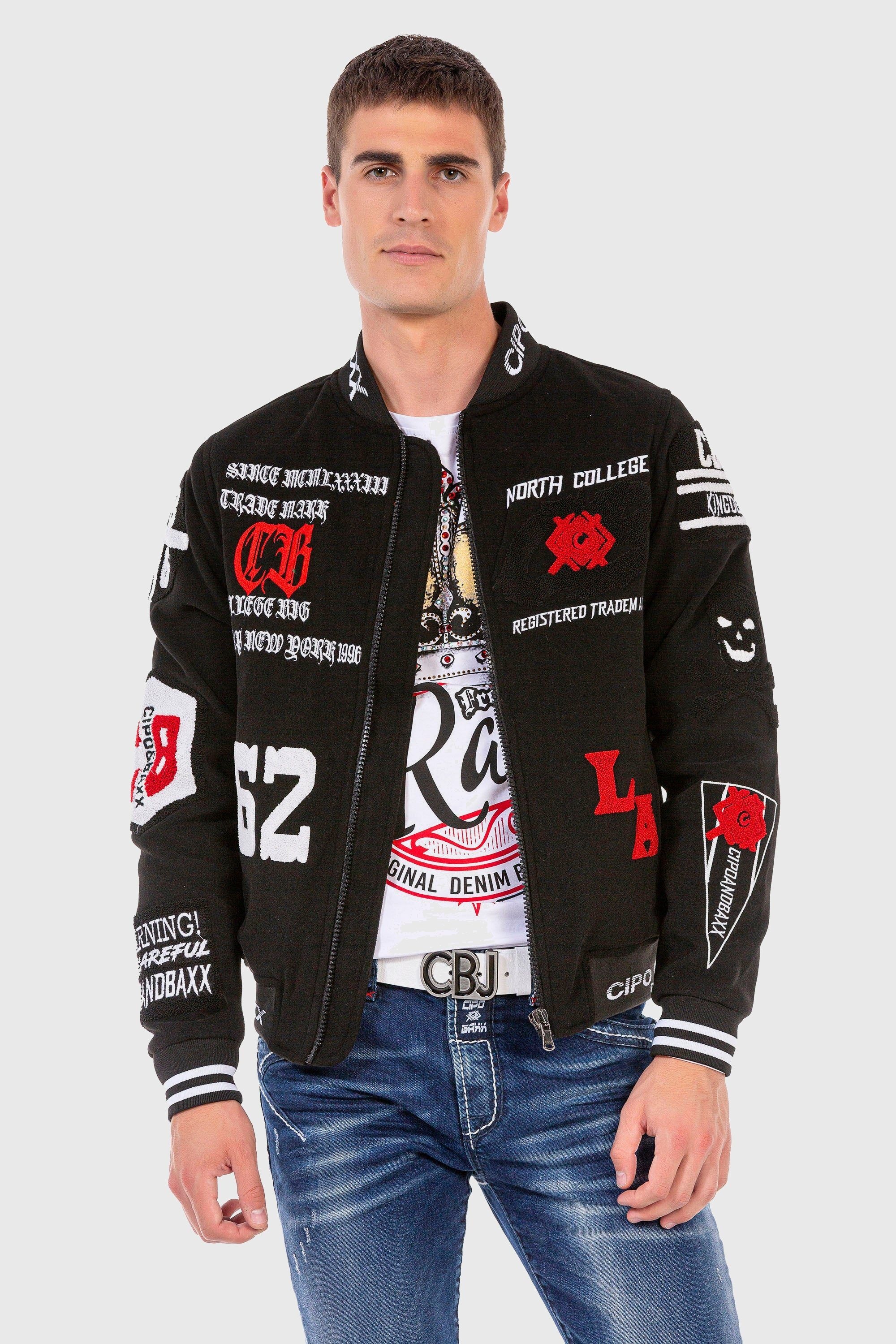 Cipo & Baxx Outdoorjacke »Jacke«, ohne Kapuze, mit coolen Stickereien