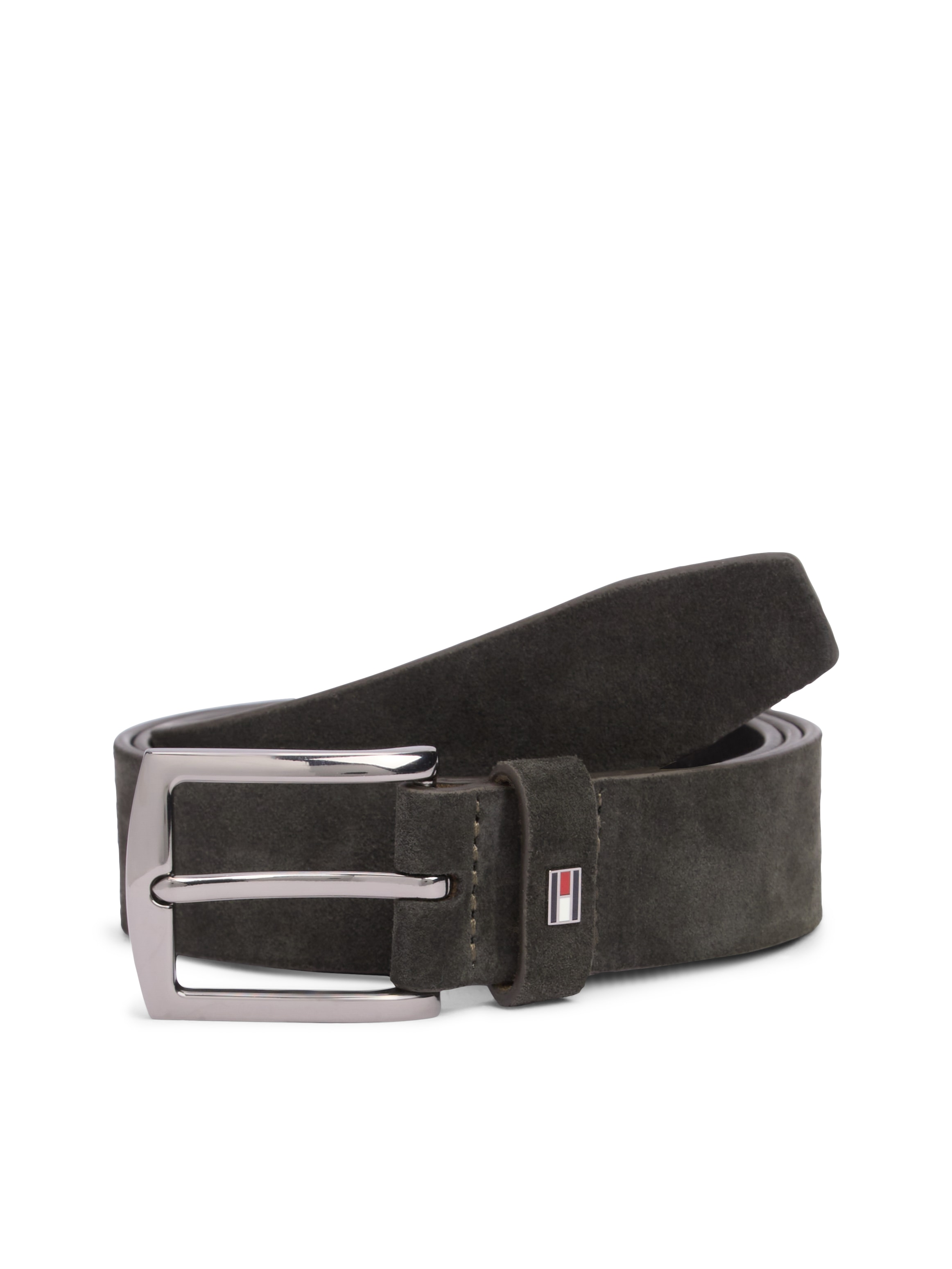 "Ledergürtel TOMMY HILFIGER ""DENTON 3.5 SUEDE"", Herren, Gr. 120, grau (testa di moro), Leder, Gürtel Ledergürtel"