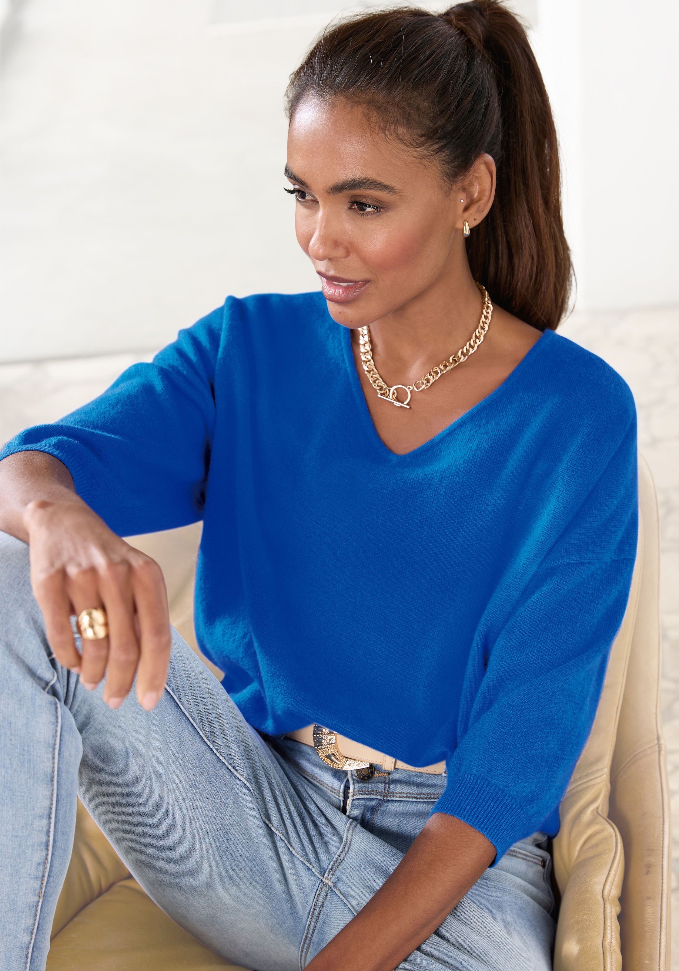 LASCANA Kaschmirpullover mit V-Ausschnitt günstig online kaufen