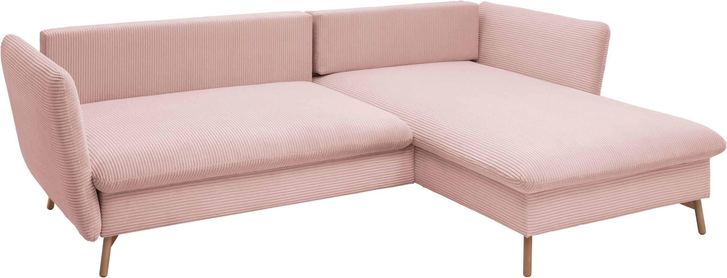 andas Ecksofa »MERLE, 258 cm, L-Form, traumhafter Cord,«, mit Bettfunktion und Bettkasten, Liegefläche 224 x 139