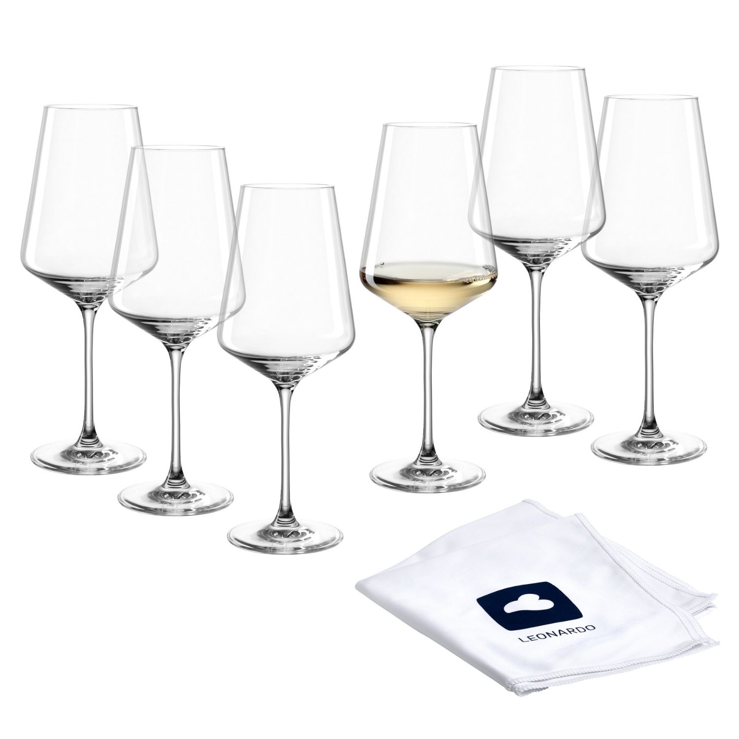 Weißweinglas »Gläser-Set PUCCINI + Poliertuch, 7-teilig«, (Set, 7 tlg.), 6 Weisswein...