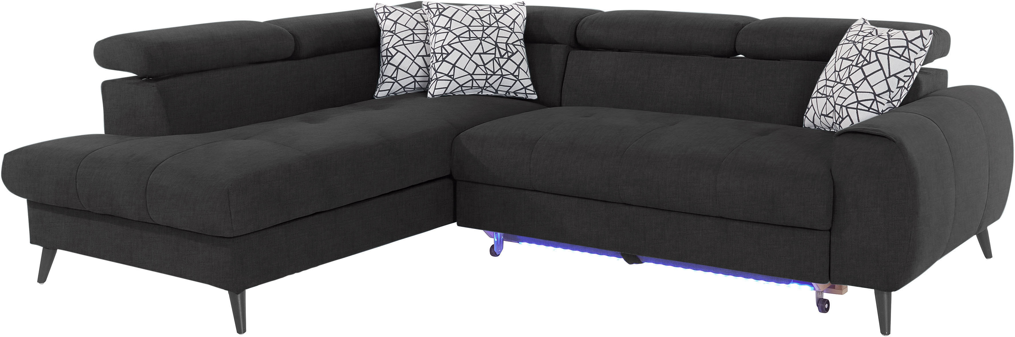 Thumbnail - COTTA Ecksofa "Mia L-Form mit 3 Zierkissen", wahlweise mit Bettfunktion, Bettkasten, Beleuchtung & Wireless-Charger