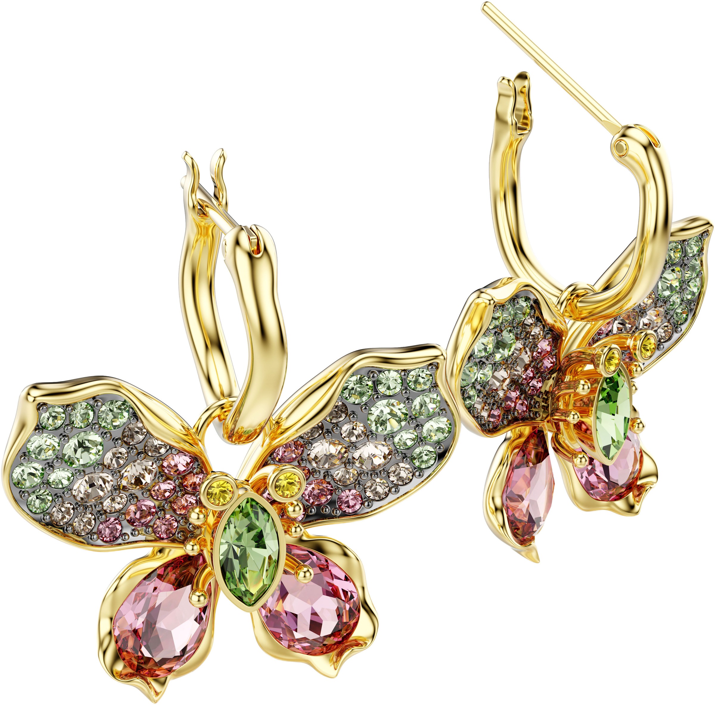 Paar Creolen SWAROVSKI "Idyllia E Heart Drop Herz", silber (metallfarben, kristallweiß, weiß, kristallweiß), Ohrringe, Damen, Metall Perlen, Metall, Perlen, mit Swarovski Kristall - mit Swarovski Perle - Einhänger abnehmbar 4