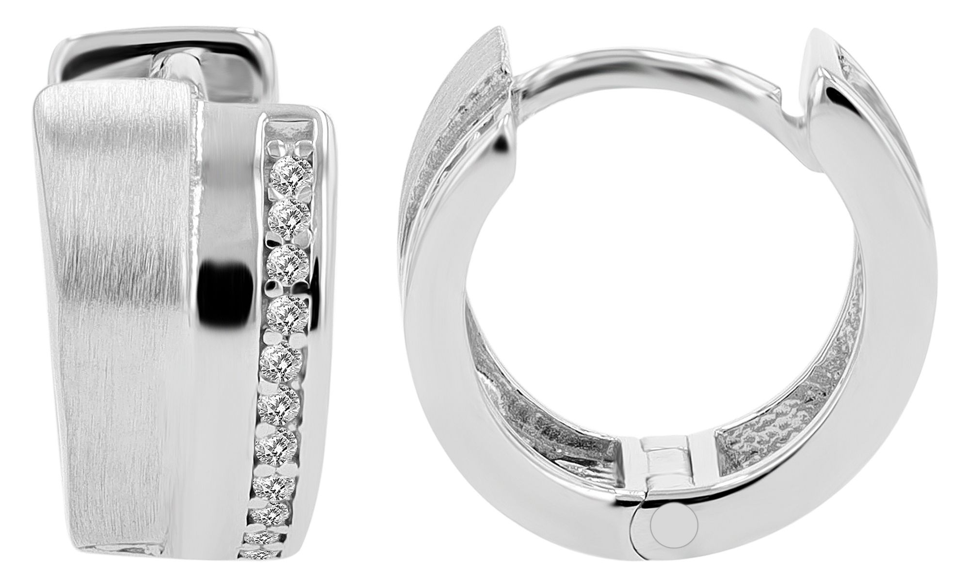 Adelia´s Klappcreolen "Ohrringe – Klappcreole aus 925 Silber mit Zirkonia" Ideal als Geschenk – dezent und elegant