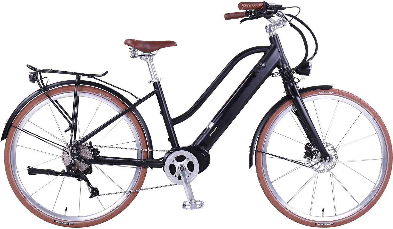 eGO Movement E-Bike "Classic 25 Cleopatra Trapez 45 cm Schwarz 28"", 10 Gang, Shimano, Deore, Mittelmotor 250 W, Pedelec