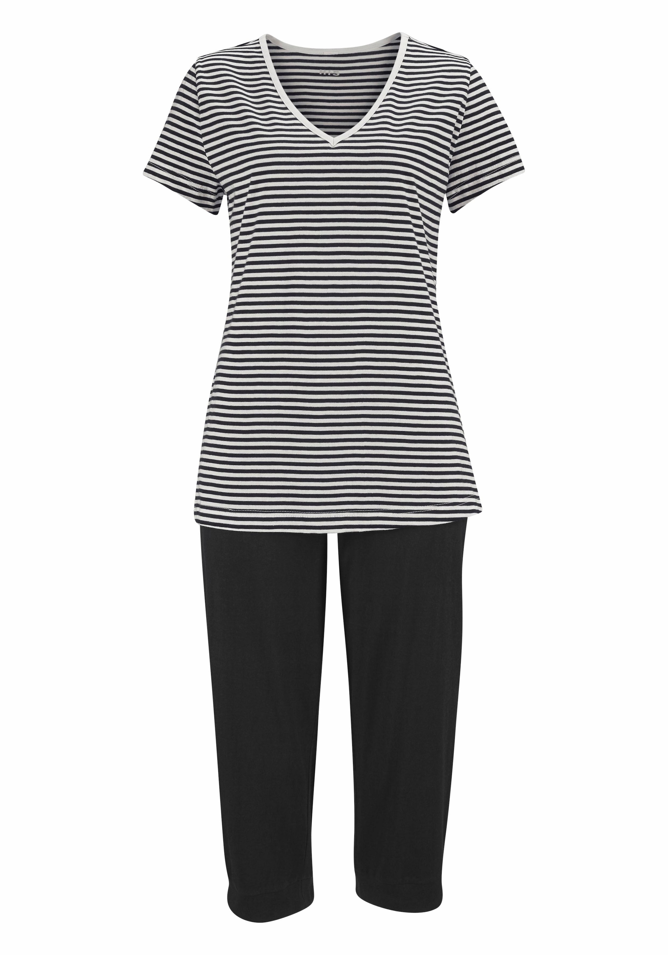 H.I.S Capri-Pyjama, (2 tlg.), mit geringeltem T-Shirt und legerer Hose günstig online kaufen