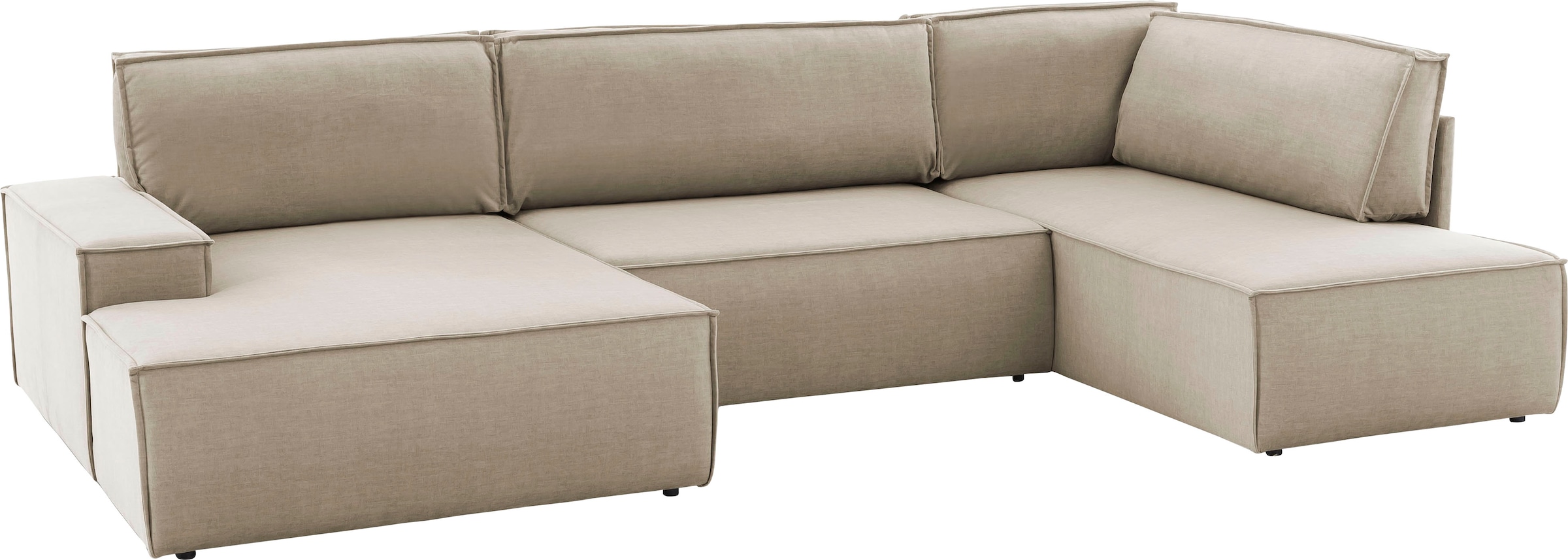 Home affaire Wohnlandschaft »SHERWOOD XXL 329 cm, U-Form, Schlafsofa,«, Schlaffunktion m. Bettkasten (194x139 cm), Cord, Vintage, Samtvelours