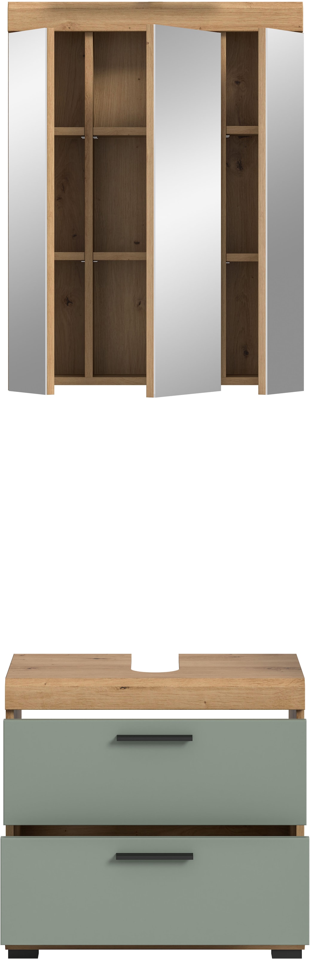 INOSIGN Badmöbel-Set »Siena, 2 tlg., bestehend aus: Waschbeckenunterschrank, Spiegelschrank«, (Set), in verschiedenen Farben erhältlich, Badmöbel, Kombination, Badezimmer