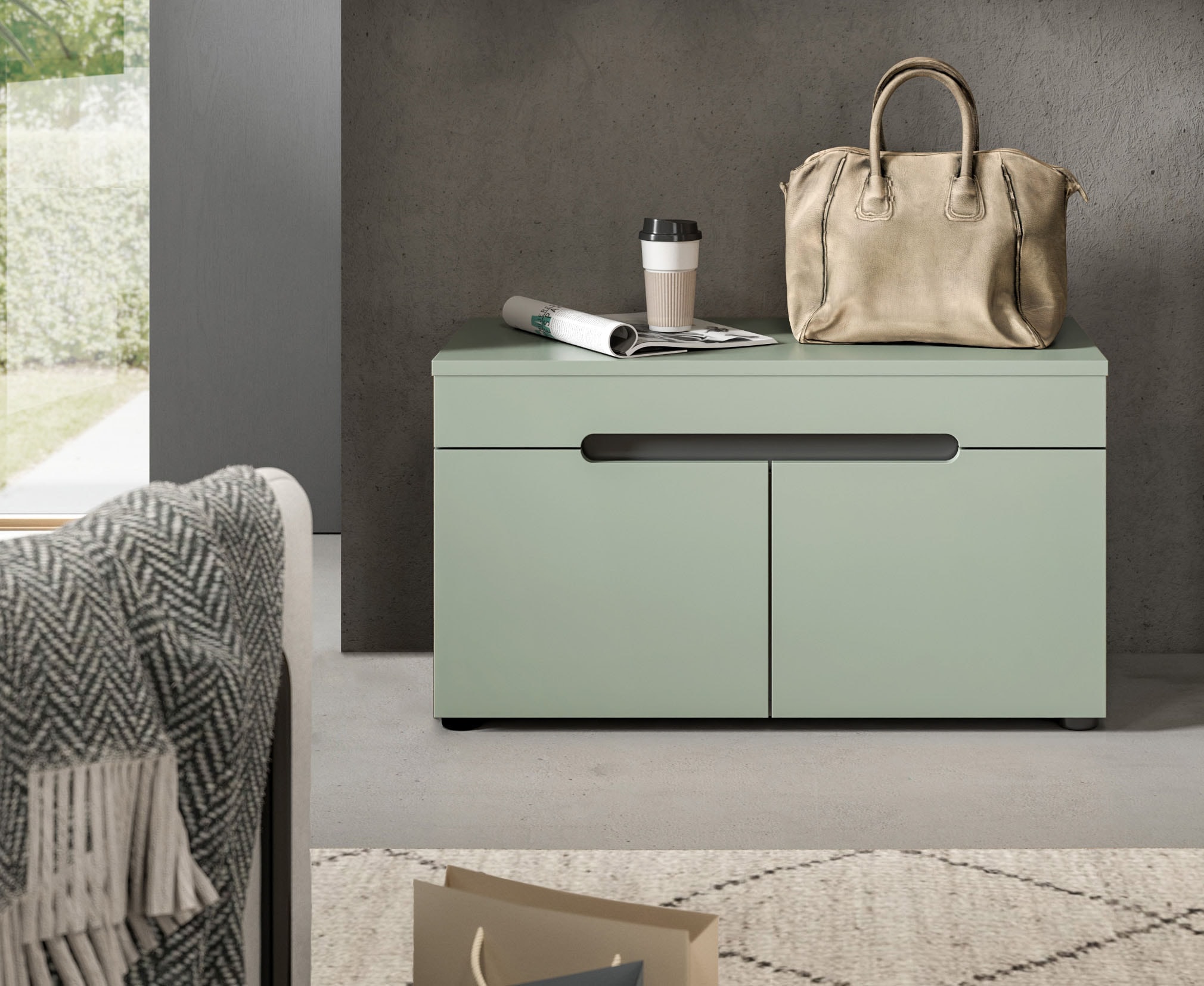 Home affaire Sitzbank »REHAT, TOPSELLER!, Breite 80cm, 2 Türen, 2 Fächer« in verschiedenen Farben erhältlich,  Garderobenbank, Flurbank, Dielenbank, Bank mit Stauraum, Bank