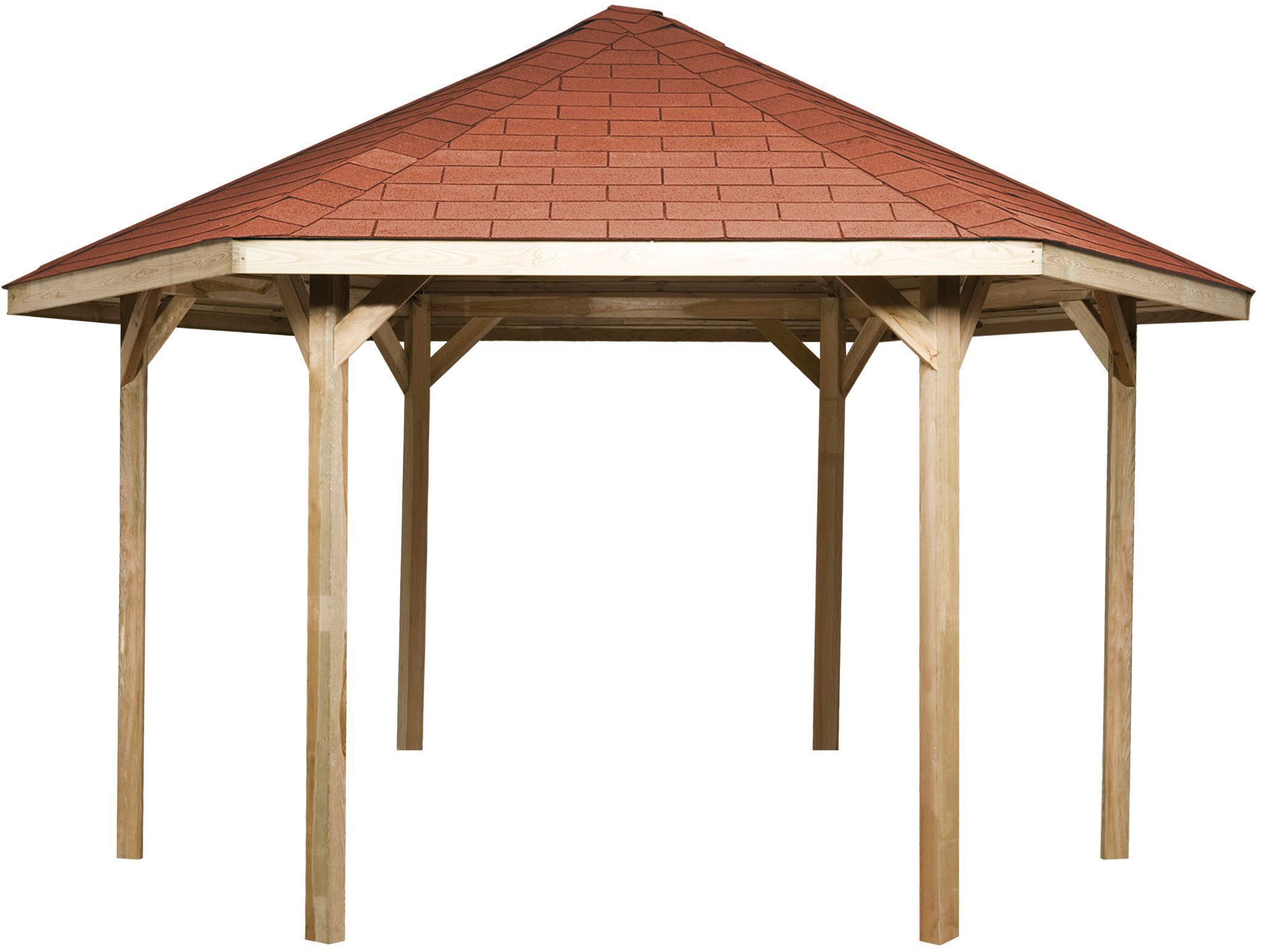 weka Pavillon "656 Gr.2, inkl. roten Dachschindeln", 19 mm Massivholzdach