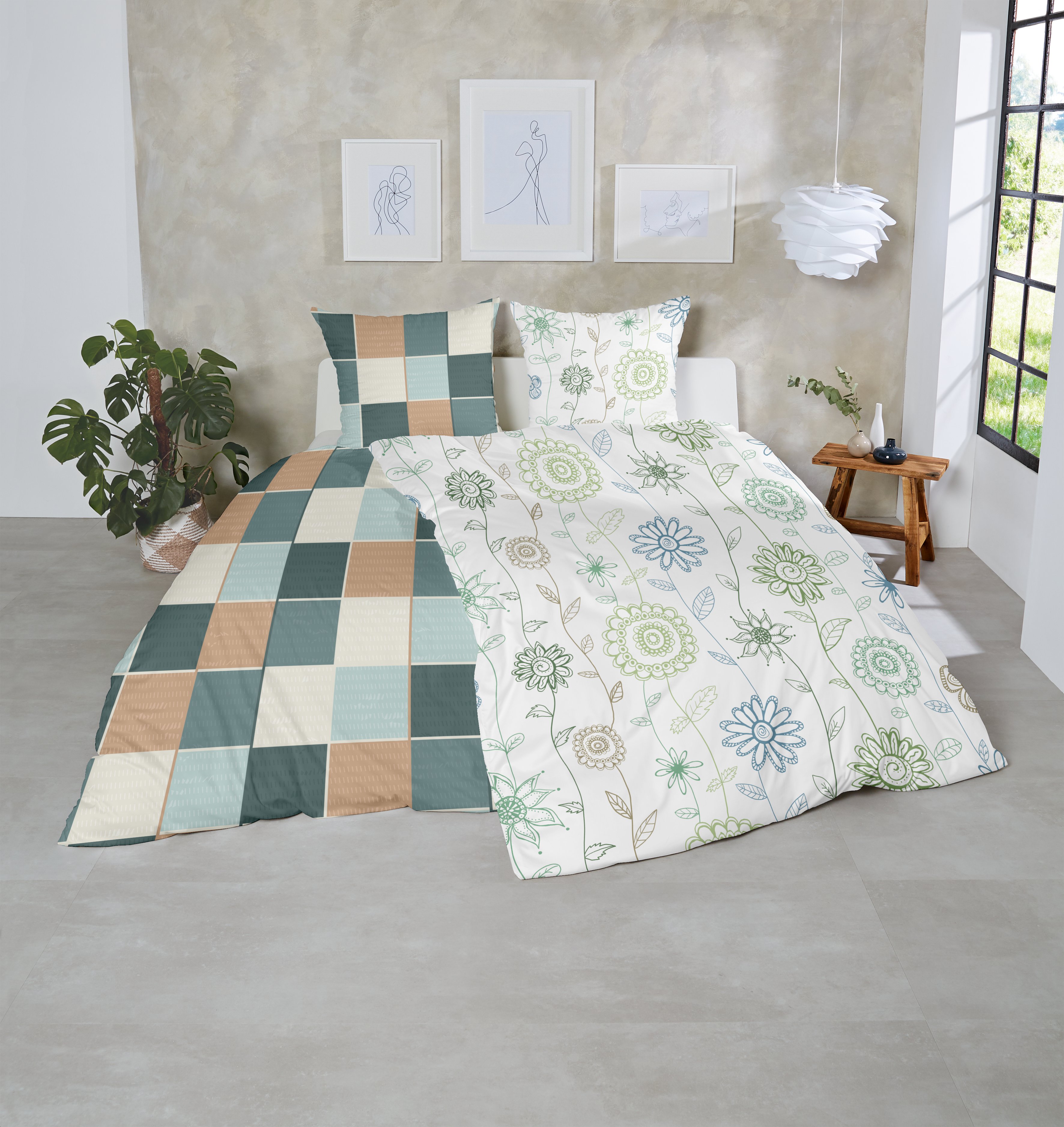 Thumbnail - Primera Bettwäsche "Feinbiber-Bettwäsche Frida" 2 Stk. tlg. mit fröhlichem Blumenmuster