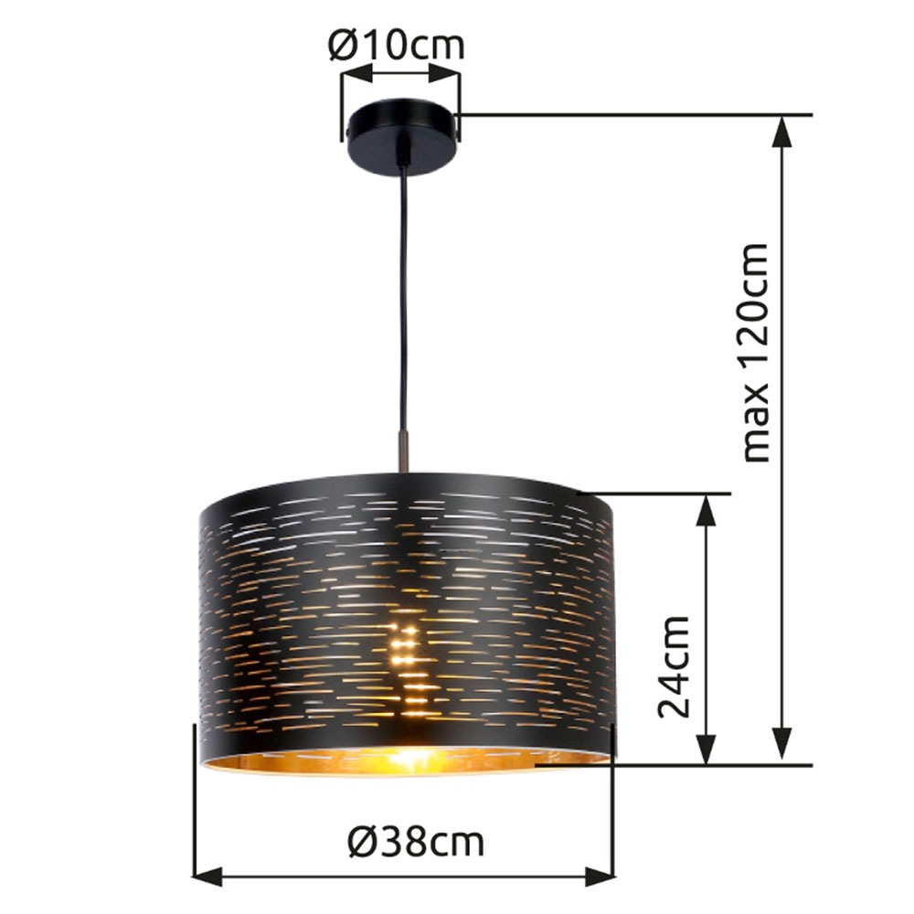 GLOBO LIGHTING Hängeleuchte »TUNNO« E27 1 Stk. Hängeleuchte Schwarz/Gold, Kunststoff, höhenkürzbar, E27