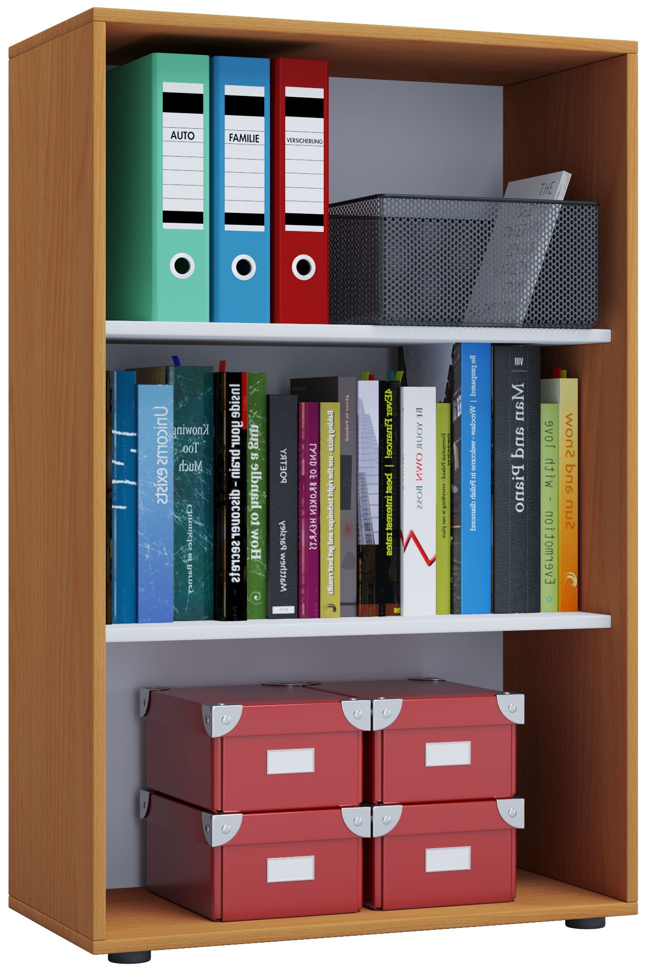 Bücherregal VCMbuche, Wohnzimmer, Regale, "Holz Büro Regal Bücher Ordner Aktenregal Lona 3f"