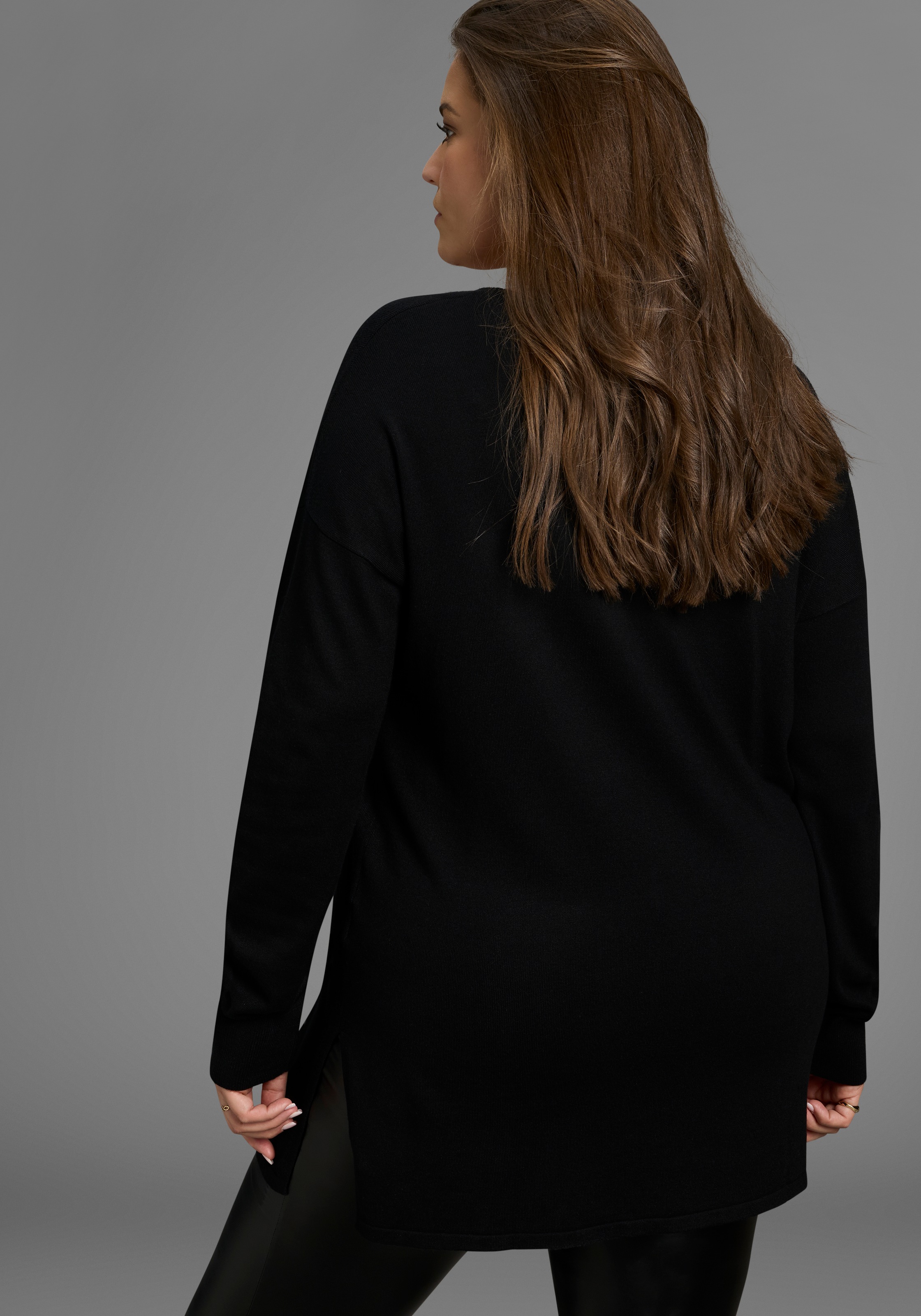 Laura Scott CURVE Longpullover, mit Seitenschlitz - GROSSE GRÖSSE günstig online kaufen