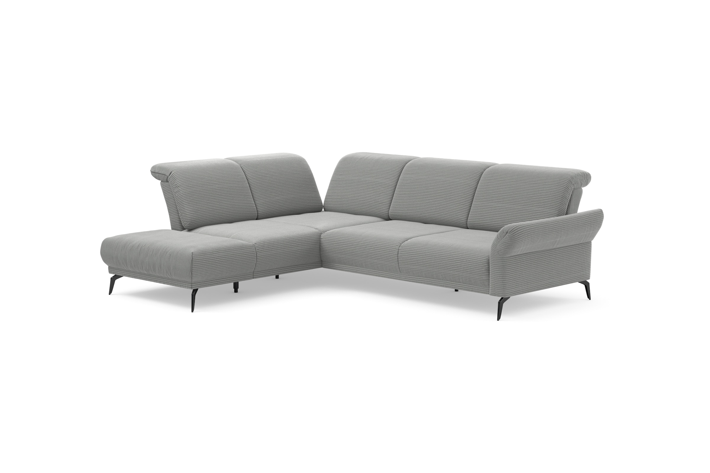 INOSIGN Ecksofa »Coco L-Form«, Sitztiefen-, Arm- und Kopfteilverstellung, Cord-Bezug, Fußhöhe 15 cm
