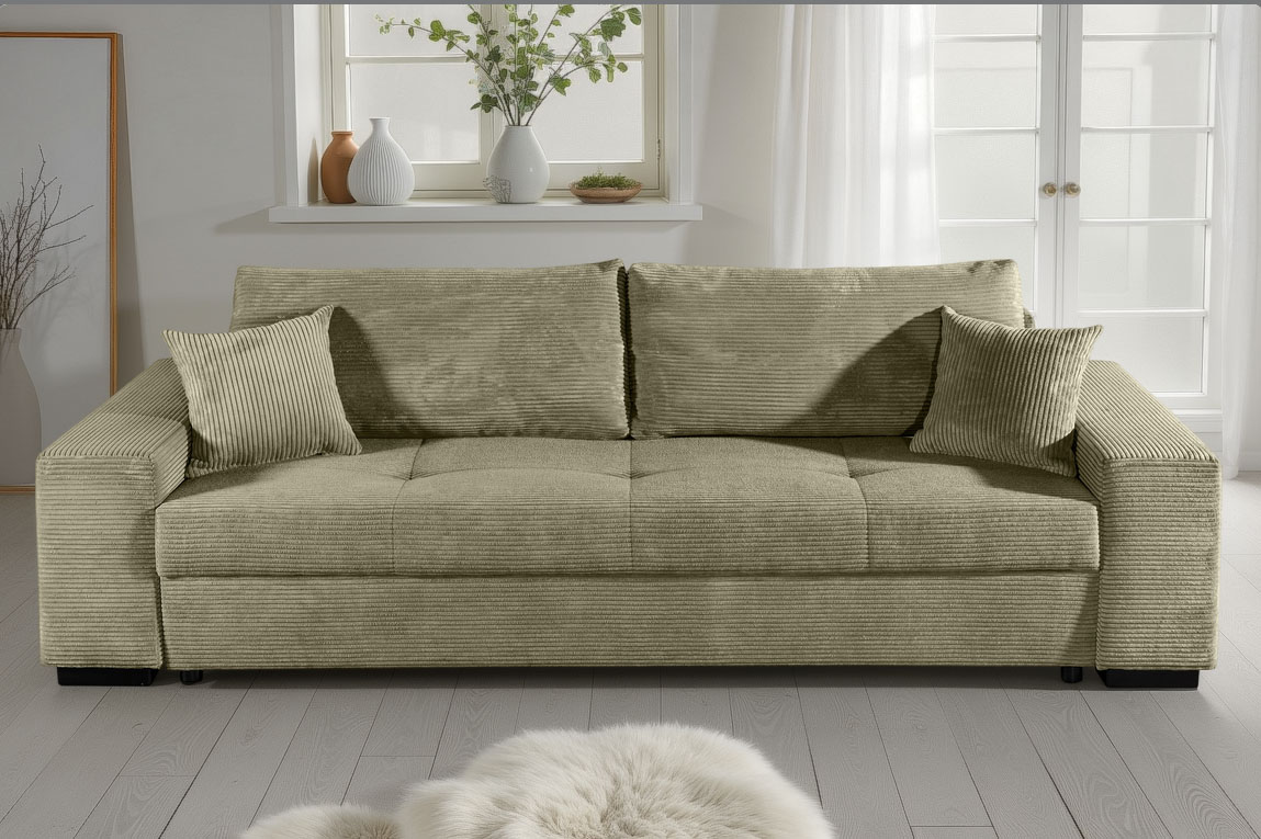 COLLECTION AB Schlafsofa "Kreta, B: 248 cm, Liegefl. 137x195 cm" Schlaffunktion, Bettkasten & 2 Zierkissen, optional mit Topper