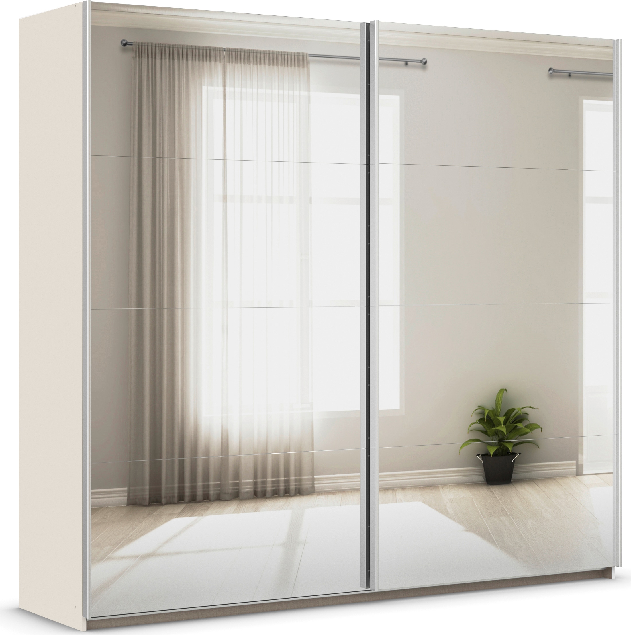 OTTO home 1100000002199 "Mehrzweckschrank Aktenschrank Möbel Mietswohnung Schlafzimmer ASTANA" 3 Ausstattungen BASIC/CLASSIC/PREMIUM (inkl. SOFT-CLOSE-FUNKTION), großflächige Spiegelfront Metallgriffleisten alufarbig MADE IN GERMANY
