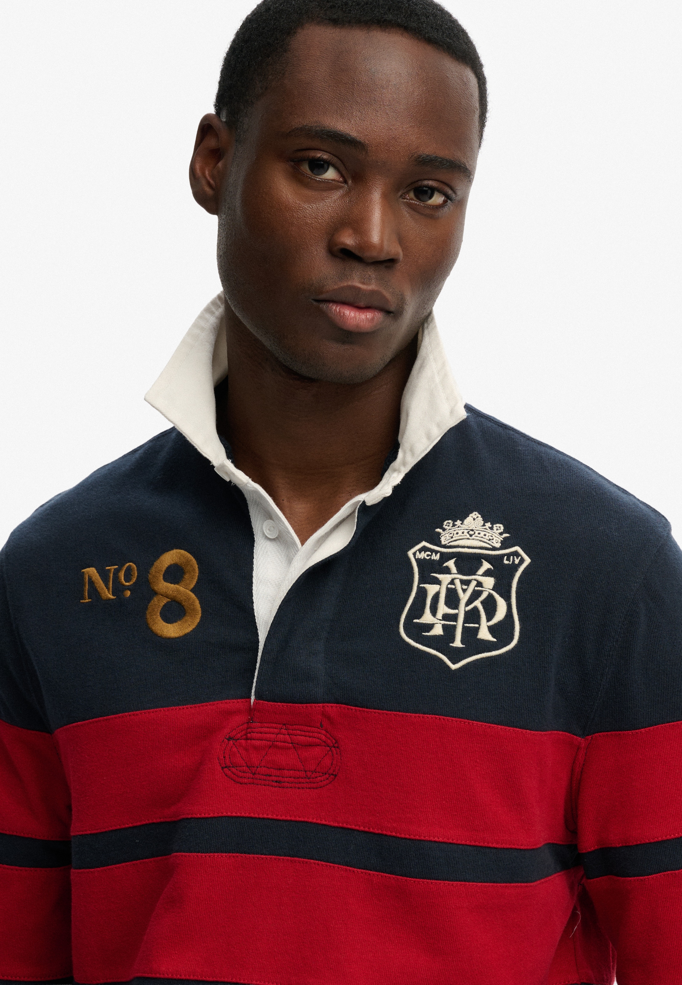 Superdry Langarmshirt »DOUBLE EMBLEM STRIPE RUGBY« aus Baumwolle und Single Jersey, Relaxed Fit, gestreifte Optik