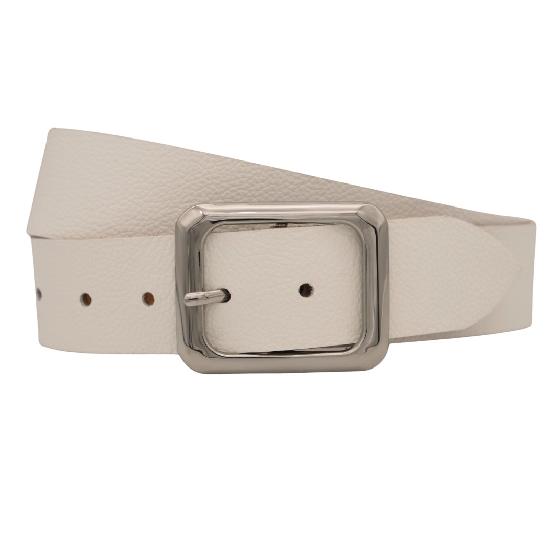 Ledergürtel ANNAMATONI "AnnaMatoni Ledergürtel Karu Ledergürtel Karu", Damen, Gr. TW95 - 110cm Gesamtlänge, weiß (weiß 100), 100% Leder, Gürtel Ledergürtel