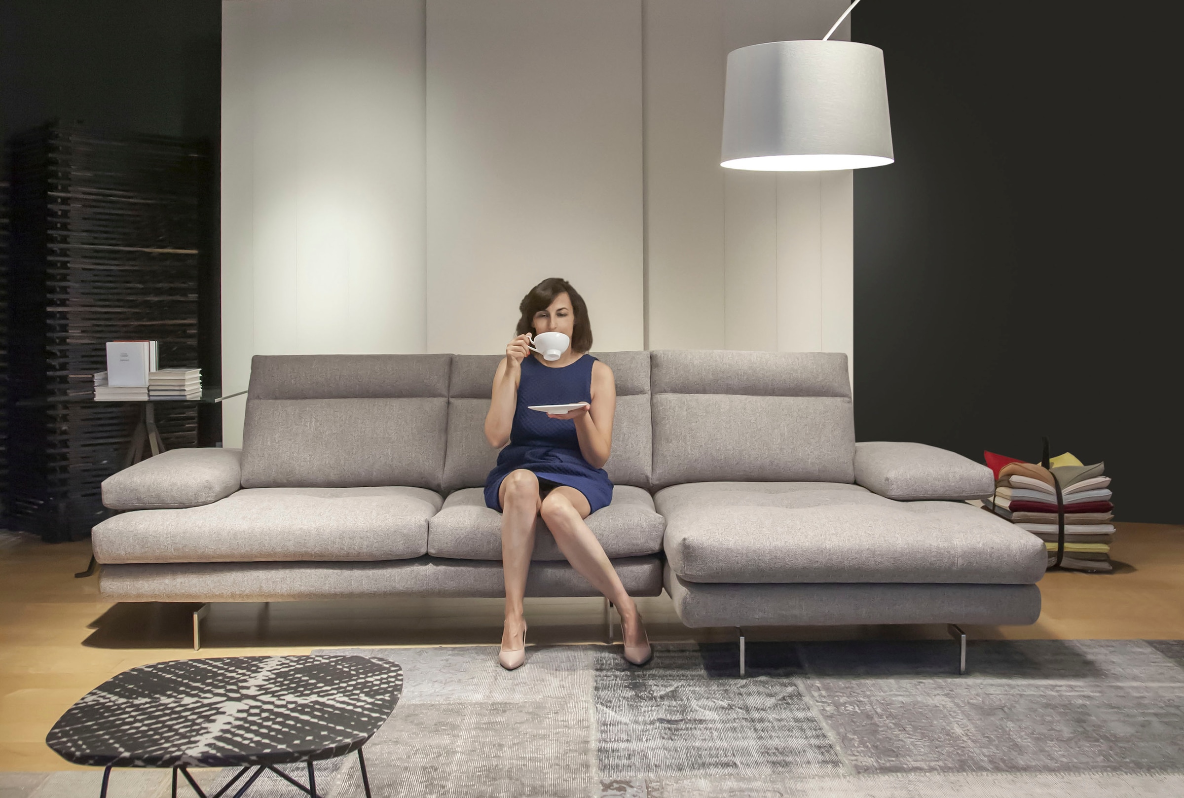 CALIA ITALIA Ecksofa »Toby Wing, Komfortsofa der Extraklasse, bequem, L-Form«, inklusive Sitztiefenverstellung, Füße in chrom glänzend