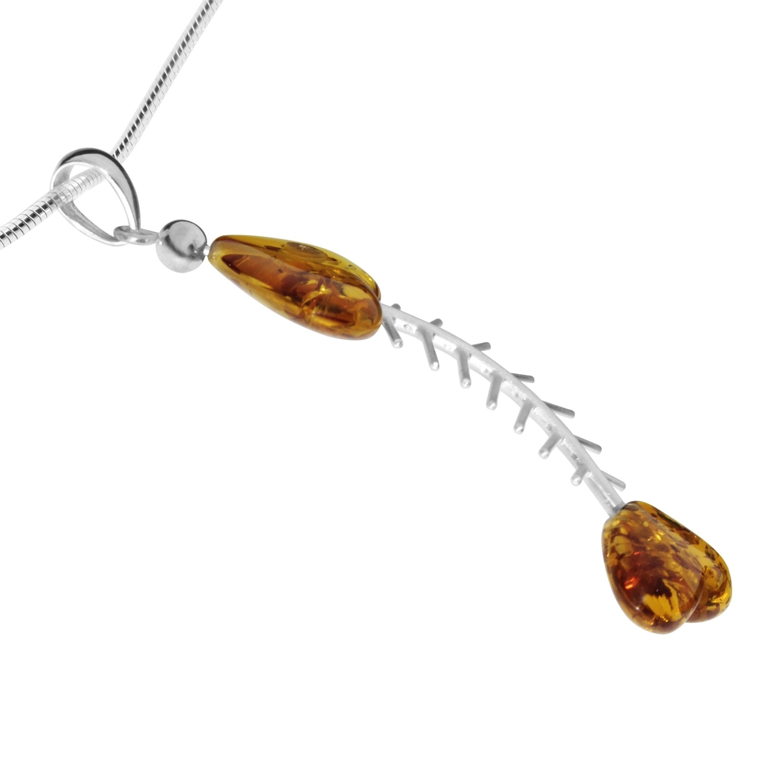 OSTSEE-SCHMUCK Kette mit Anhänger »- Fisch 75 mm - Silber 925/000 - Bernstein«