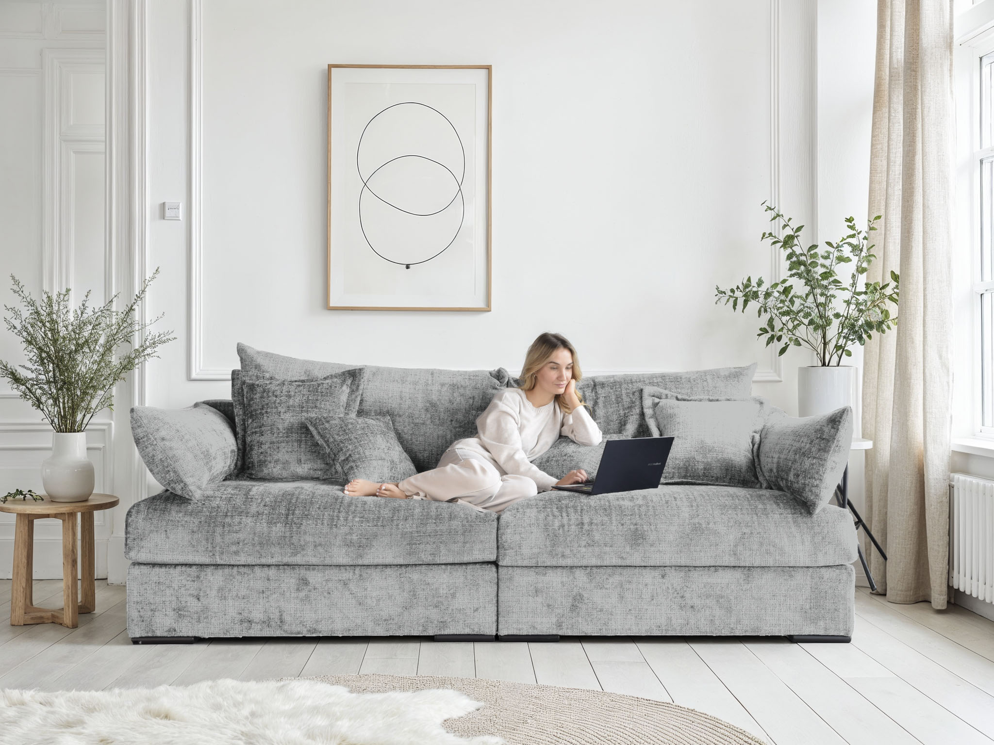 Home affaire "Casa XL, B: 190 cm" 4 Zierkissen, Mega-Sofa, in Cord oder Chenille-Struktur, Federkern