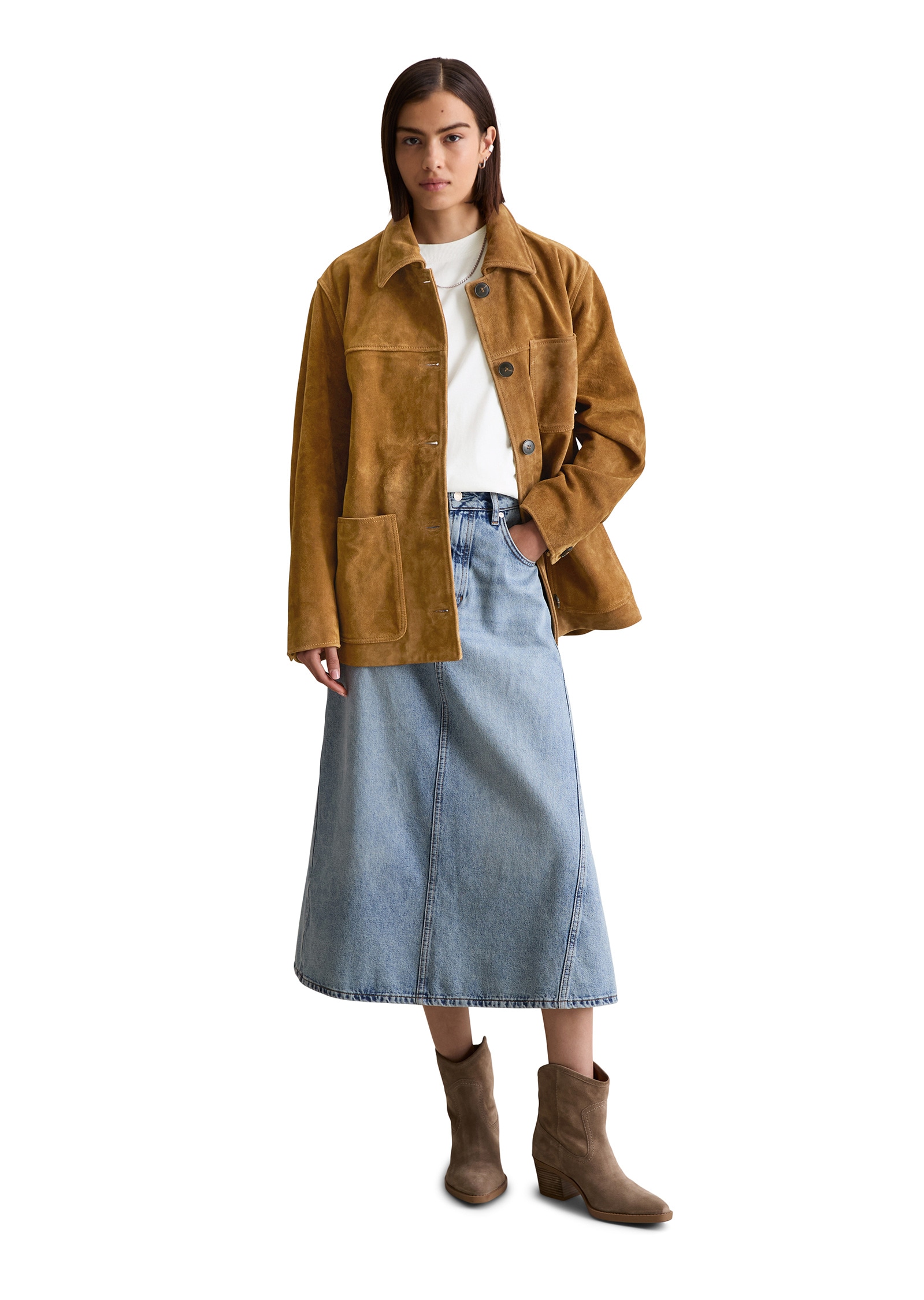 Marc O'Polo DENIM Lederjacke »im Barnjacket-Stil«, ohne Kapuze